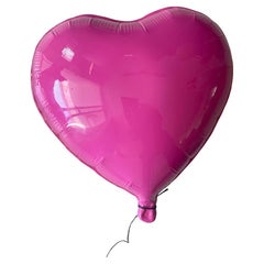 Fuchsia Pink Ceramic Heart Balloon Sculpture, Large statement piece