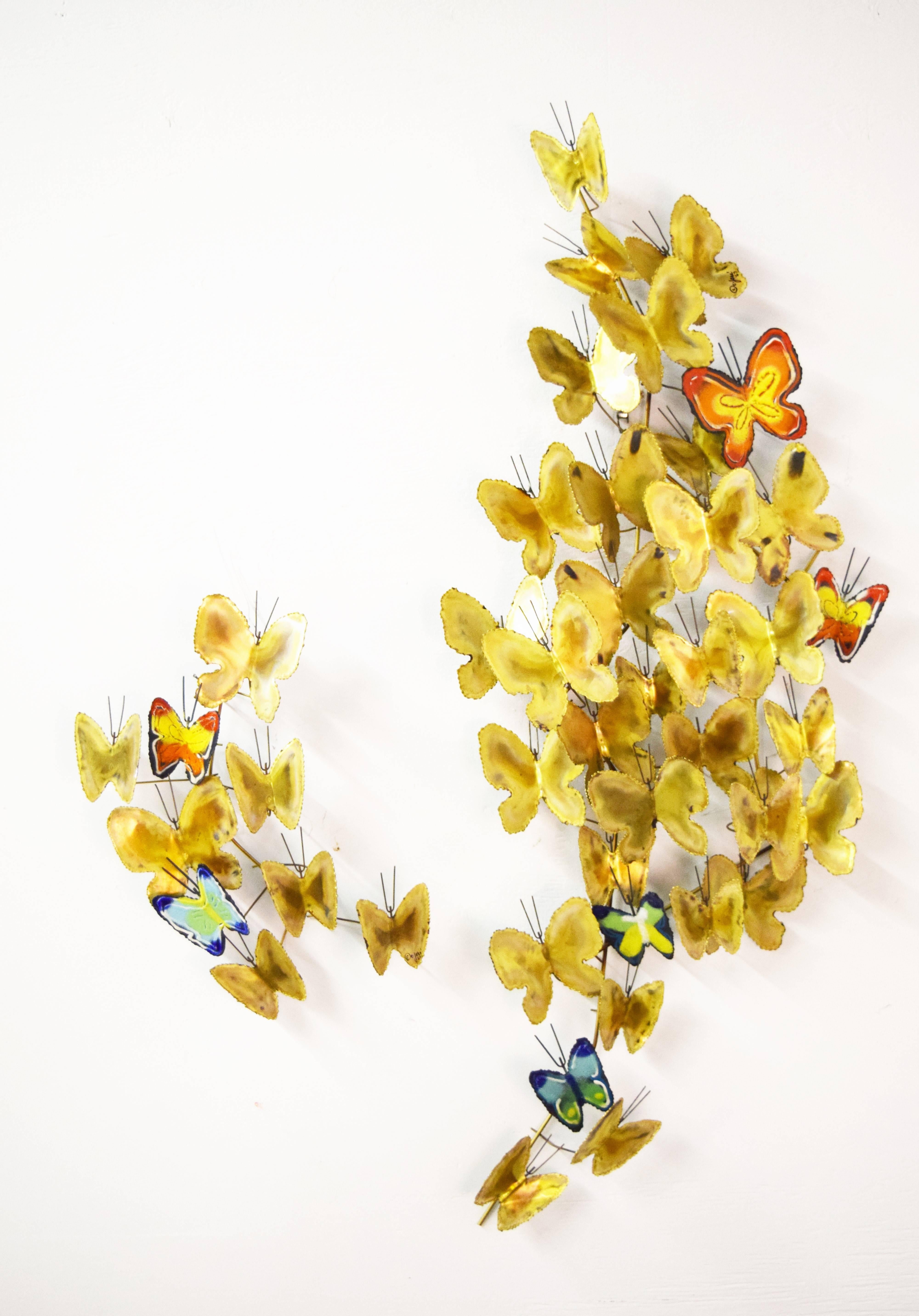 Large Curtis Jere Metal and Enamel Butterfly Wall Sculpture 1967.  

Small Sculpture Dimensions:
5
