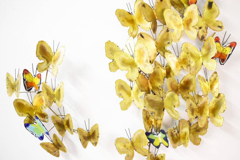 Large Curtis Jere Metal and Enamel Butterfly Wall Sculpture 1967 at 1stDibs