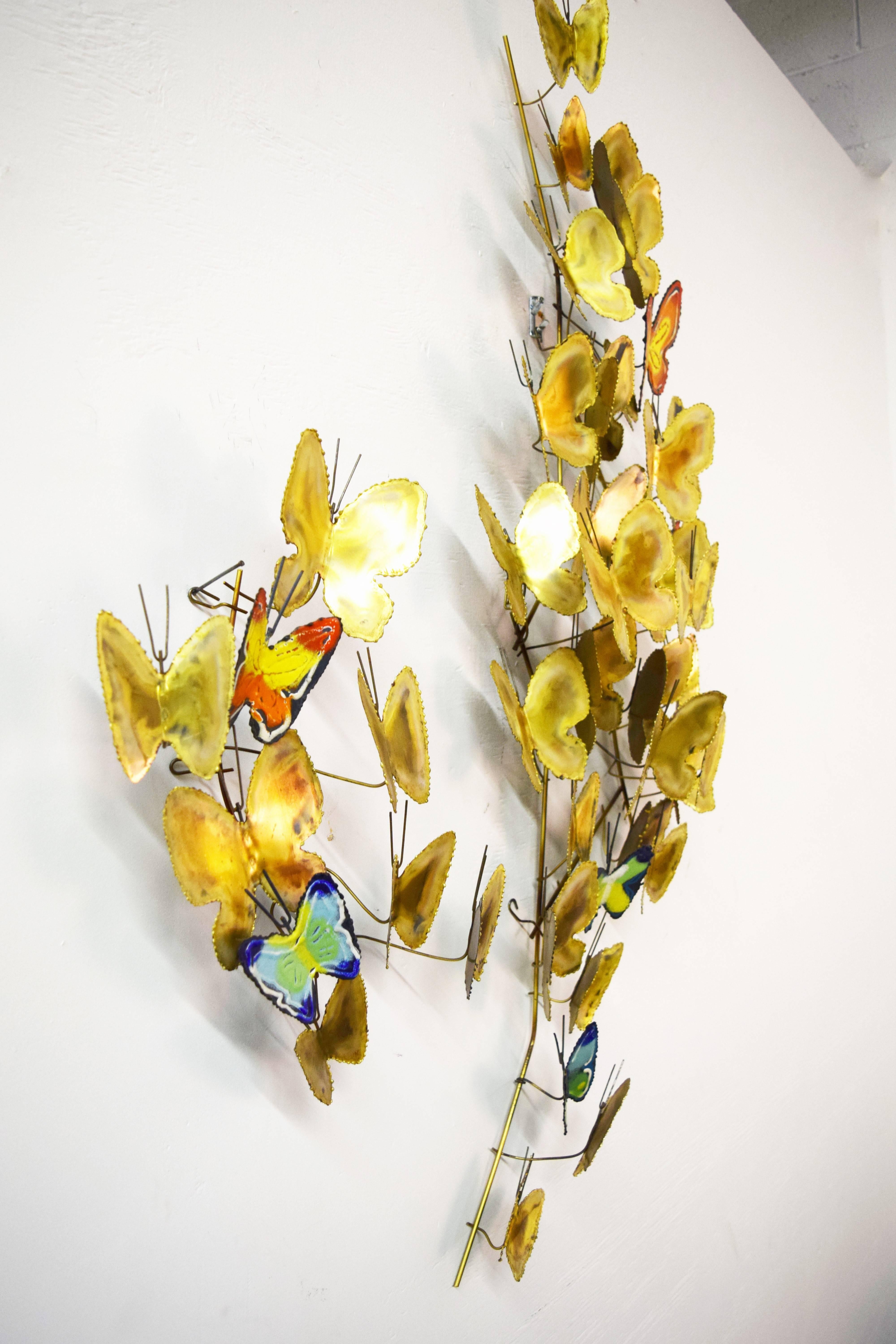 Large Curtis Jere Metal and Enamel Butterfly Wall Sculpture 1967 In Excellent Condition In Middlesex, NJ