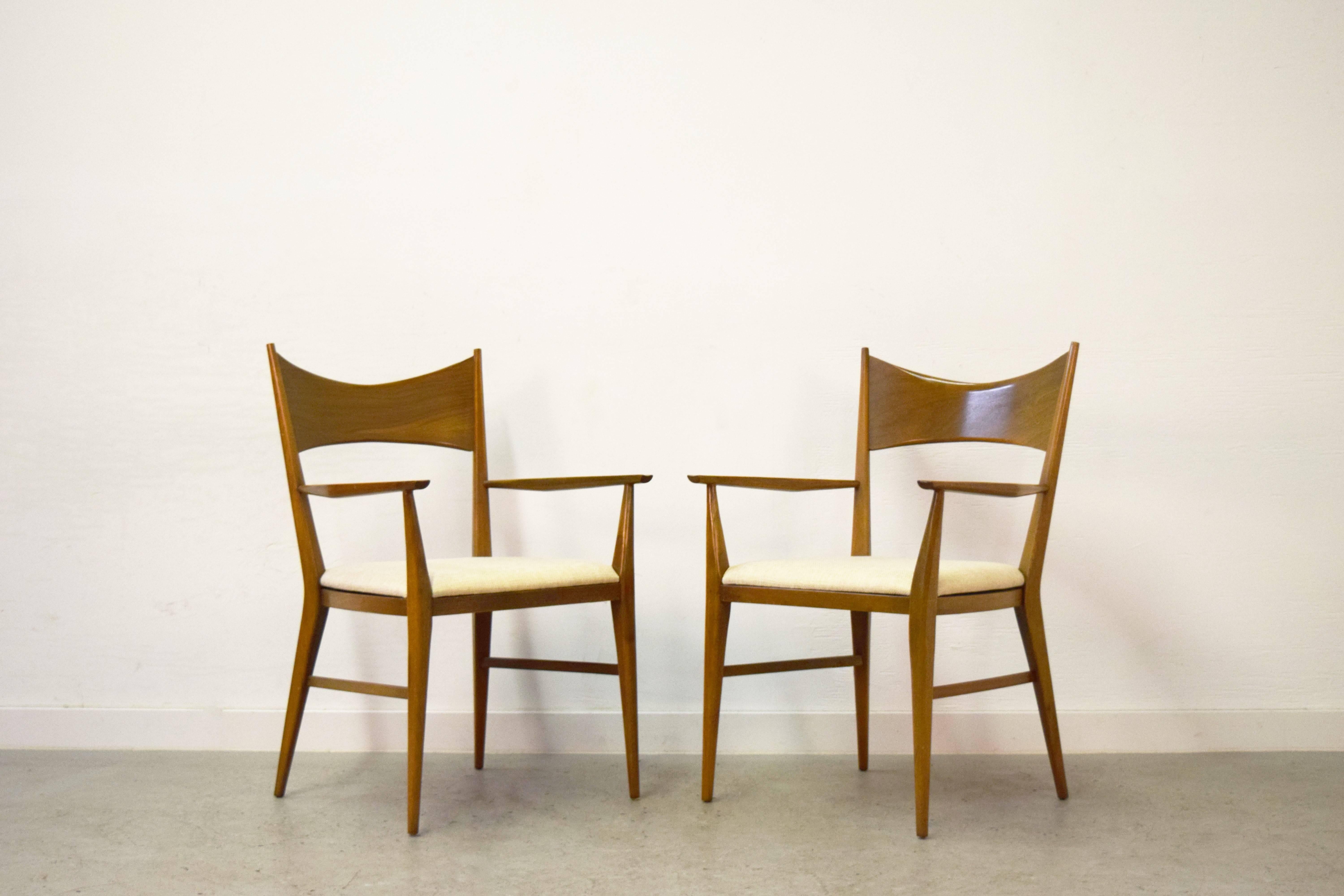 Set of eight Paul McCobb dining chairs for Calvin Furniture. 

Side chairs measures:
18