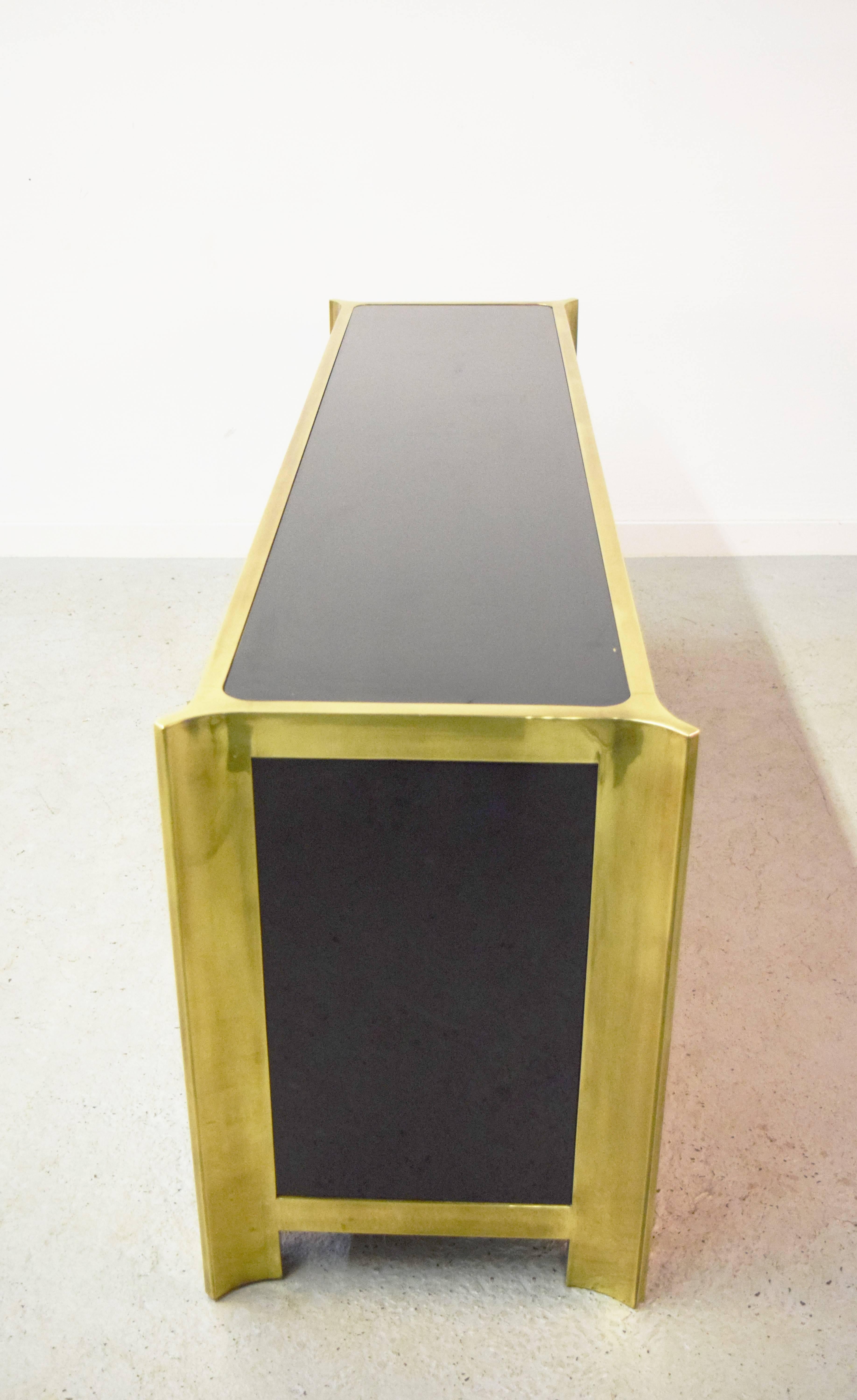 American Black Lacquered and Brass Credenza by Mastercraft