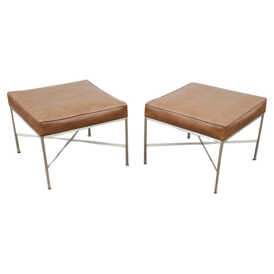 Pair of Paul McCobb 'X' Base Stools / Benches  For Sale