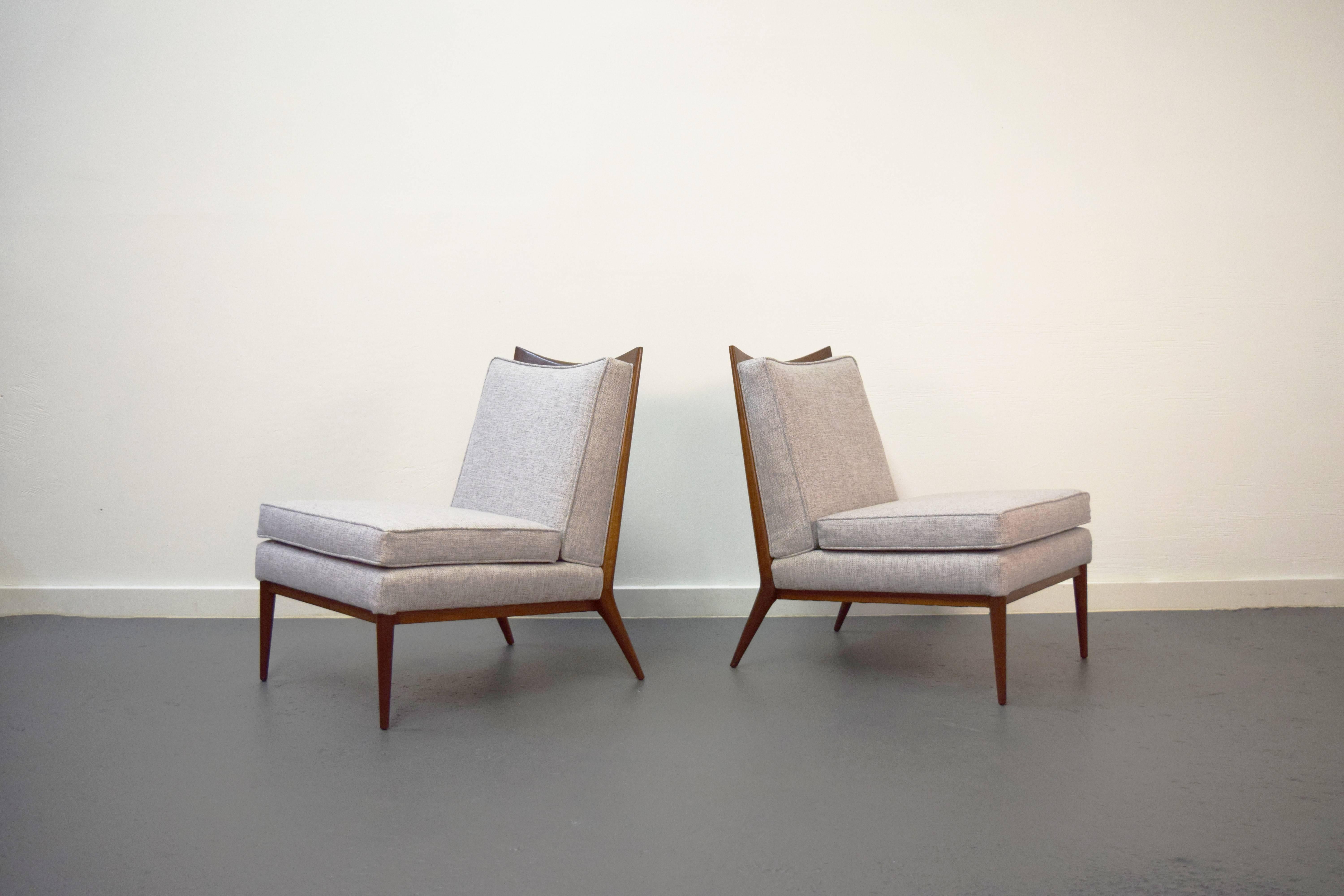 Mid-Century Modern Pair of Paul McCobb Slipper Lounge Chairs