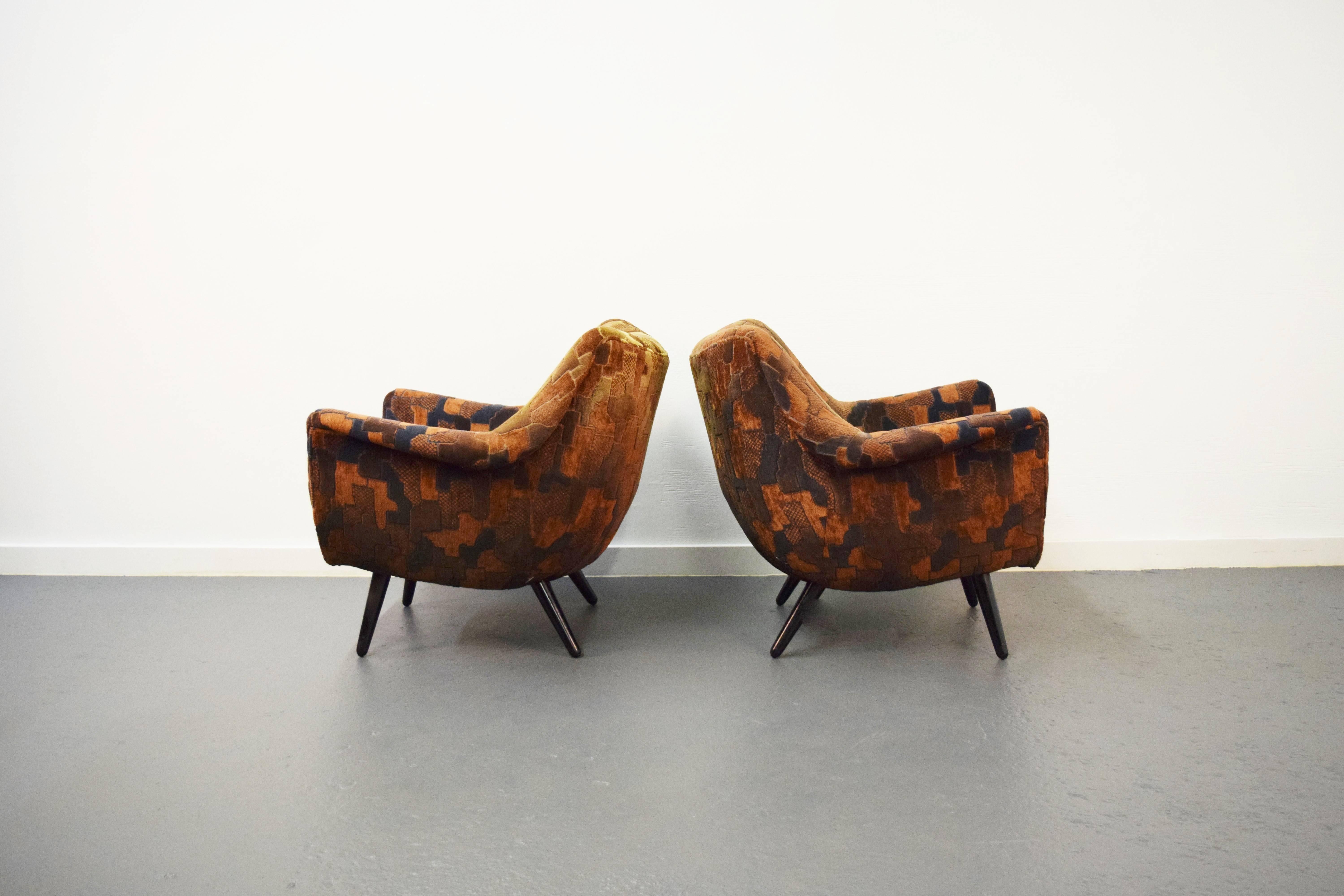 Pair of sculptural Lawrence Peabody lounge chairs.