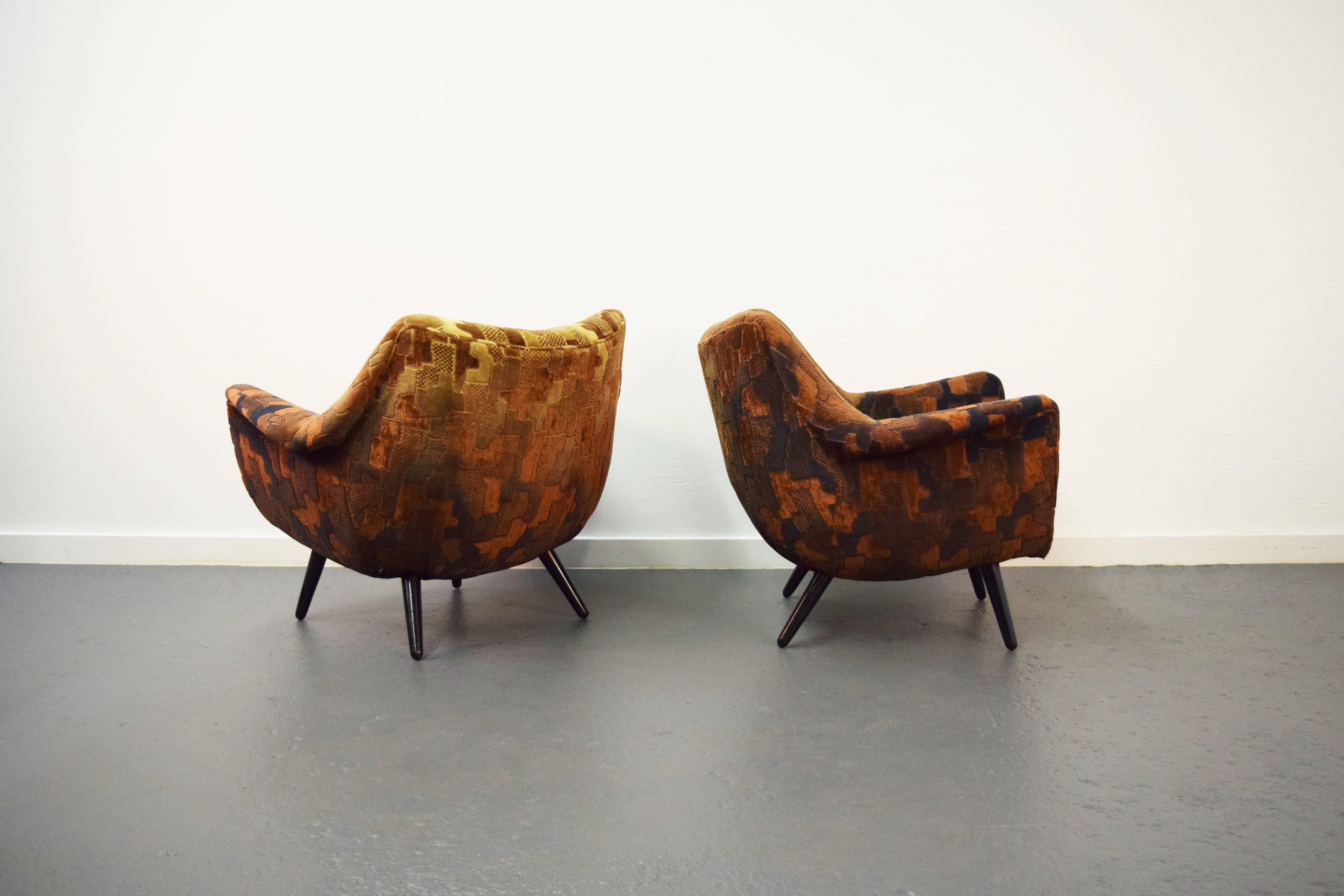 Mid-Century Modern Pair of Sculptural Lawrence Peabody Lounge Chairs