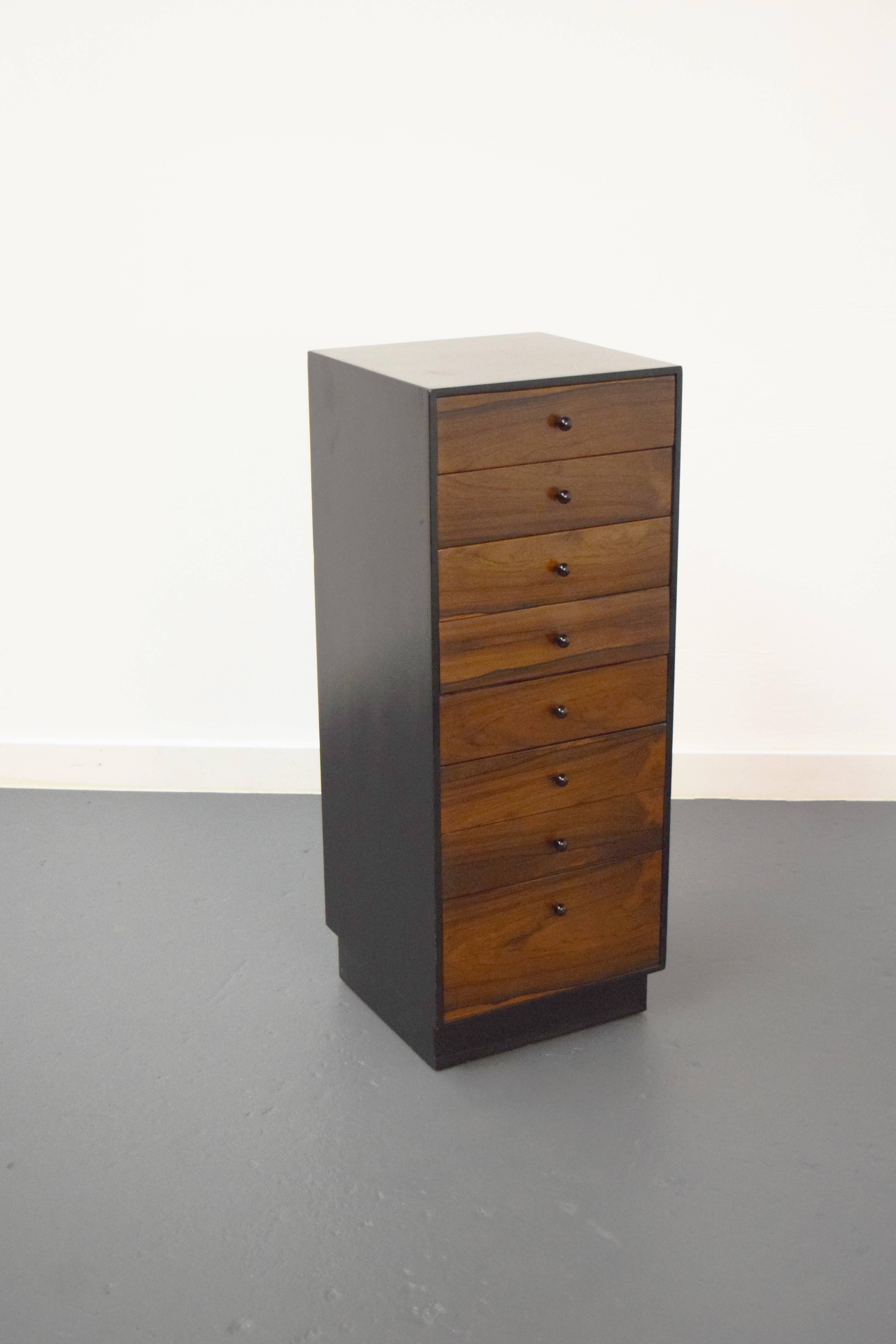 Eight-drawer rosewood jewelry cabinet by Harvey Probber.