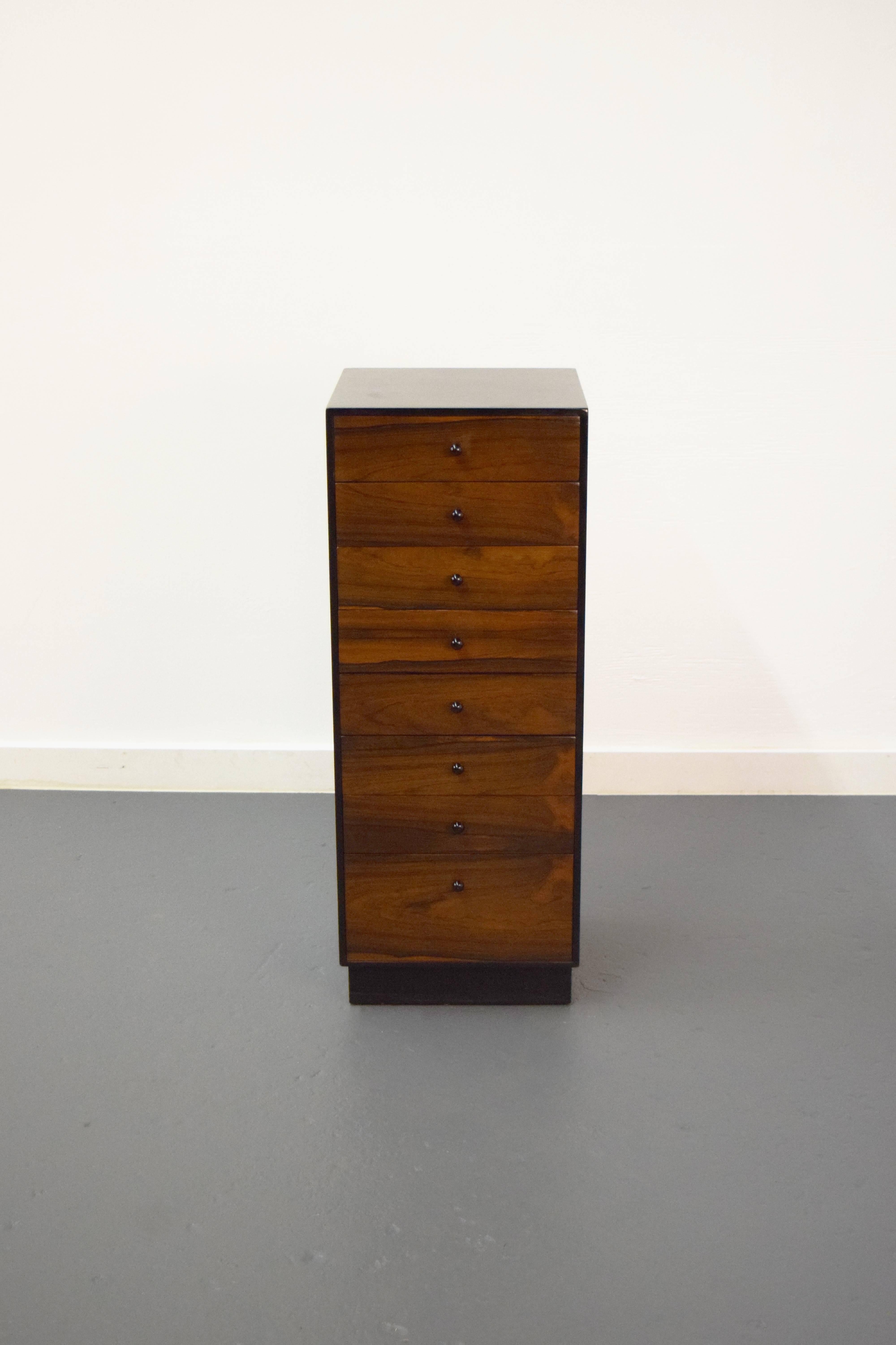 Eight-Drawer Rosewood Jewelry Cabinet by Harvey Probber In Good Condition In Middlesex, NJ