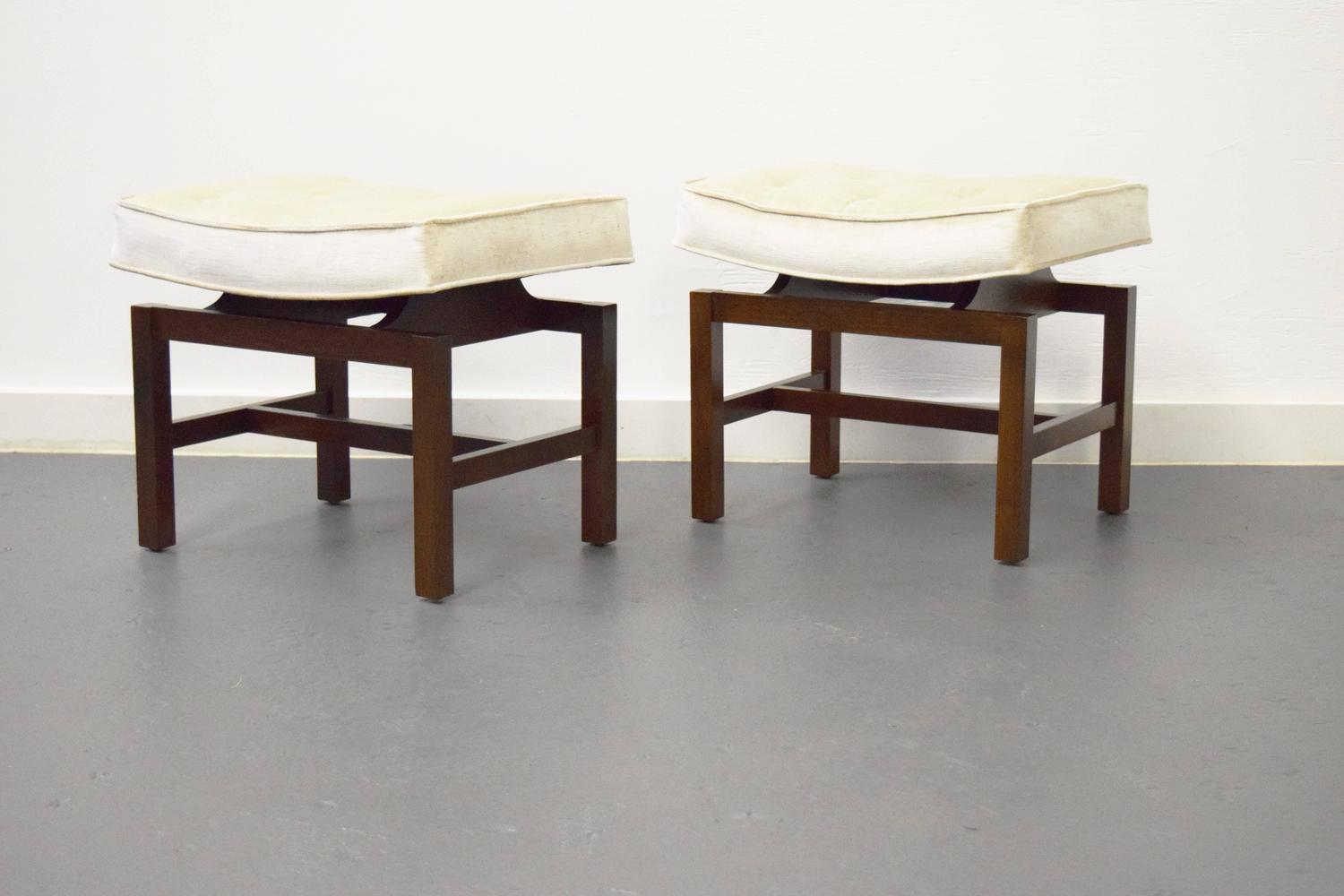 Pair of Floating Walnut Stools by Jens Risom For Sale at 1stdibs