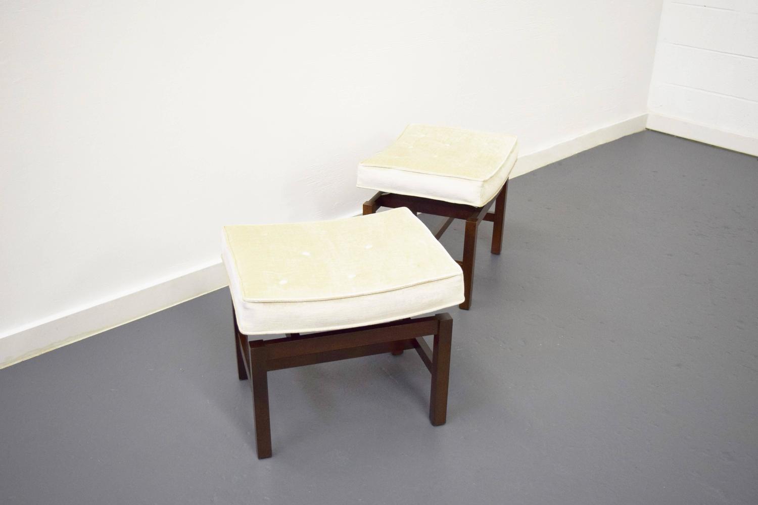 Pair of Floating Walnut Stools by Jens Risom For Sale at 1stdibs