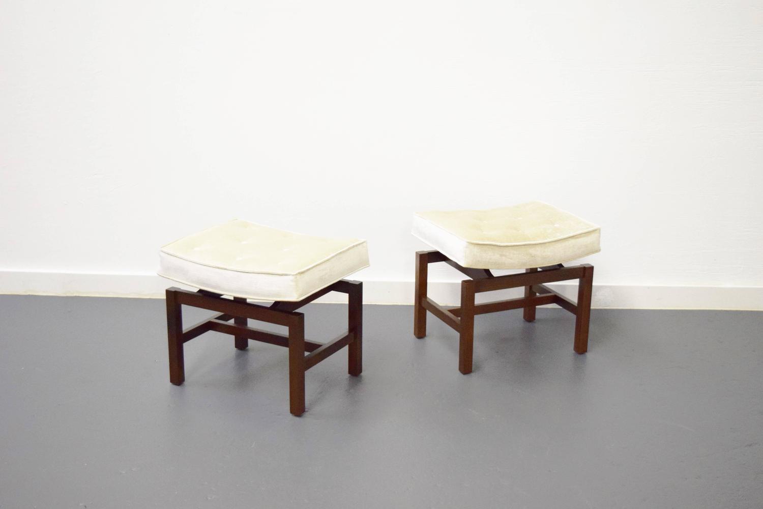 Pair of Floating Walnut Stools by Jens Risom For Sale at 1stdibs