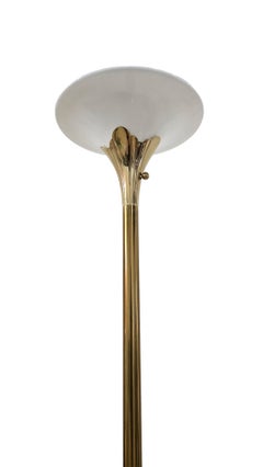 Pareja de lámparas de pie vintage Stiffel Brass Tulip Torchiere