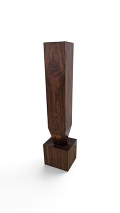Scultura da pavimento in legno di noce da studio con vano portaoggetti di A. Barr, 1971