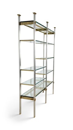Karl Springer Style Chrome and Polished Brass Etagere