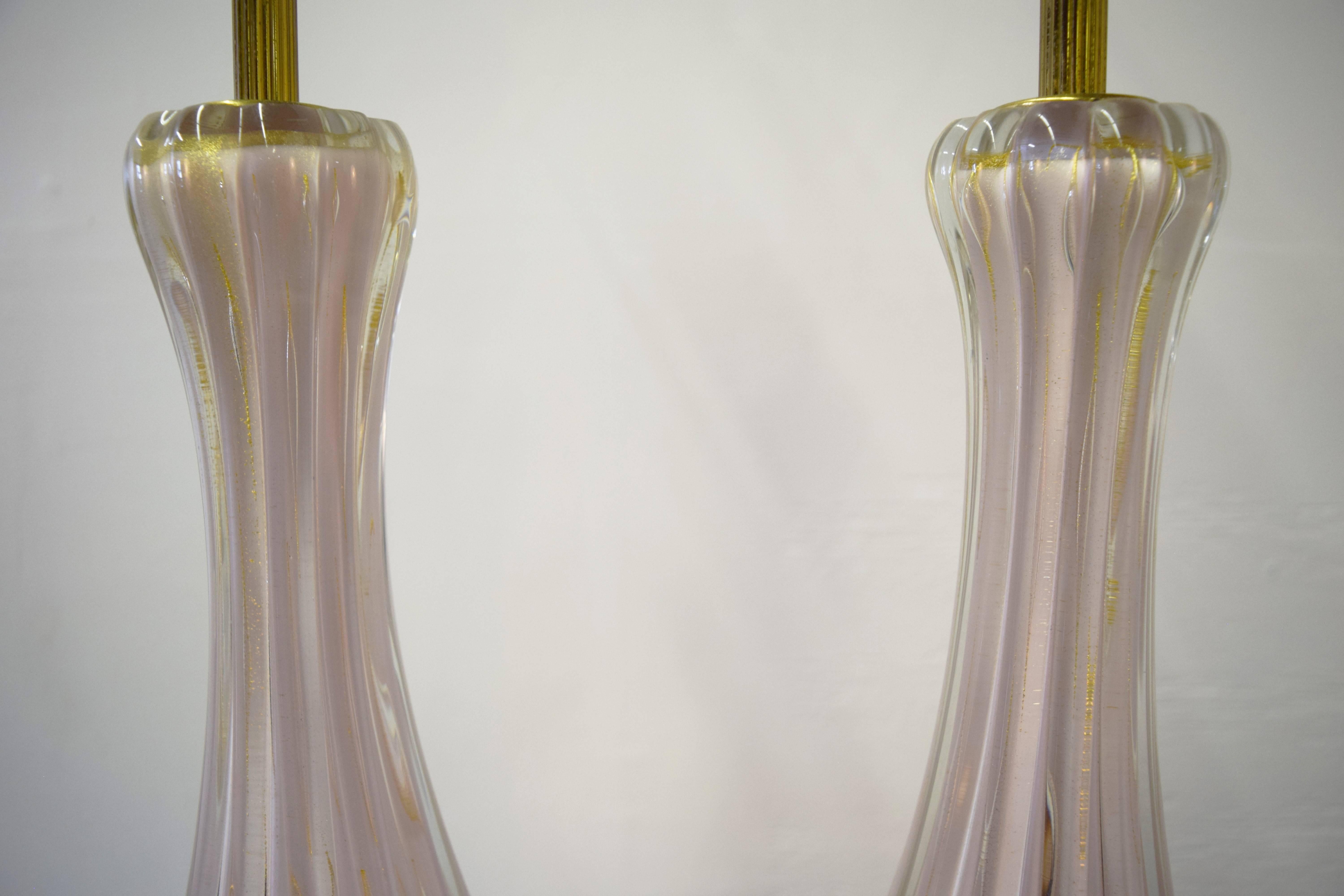 20th Century Pair of Italian Barovier e Toso Murano Table Lamps