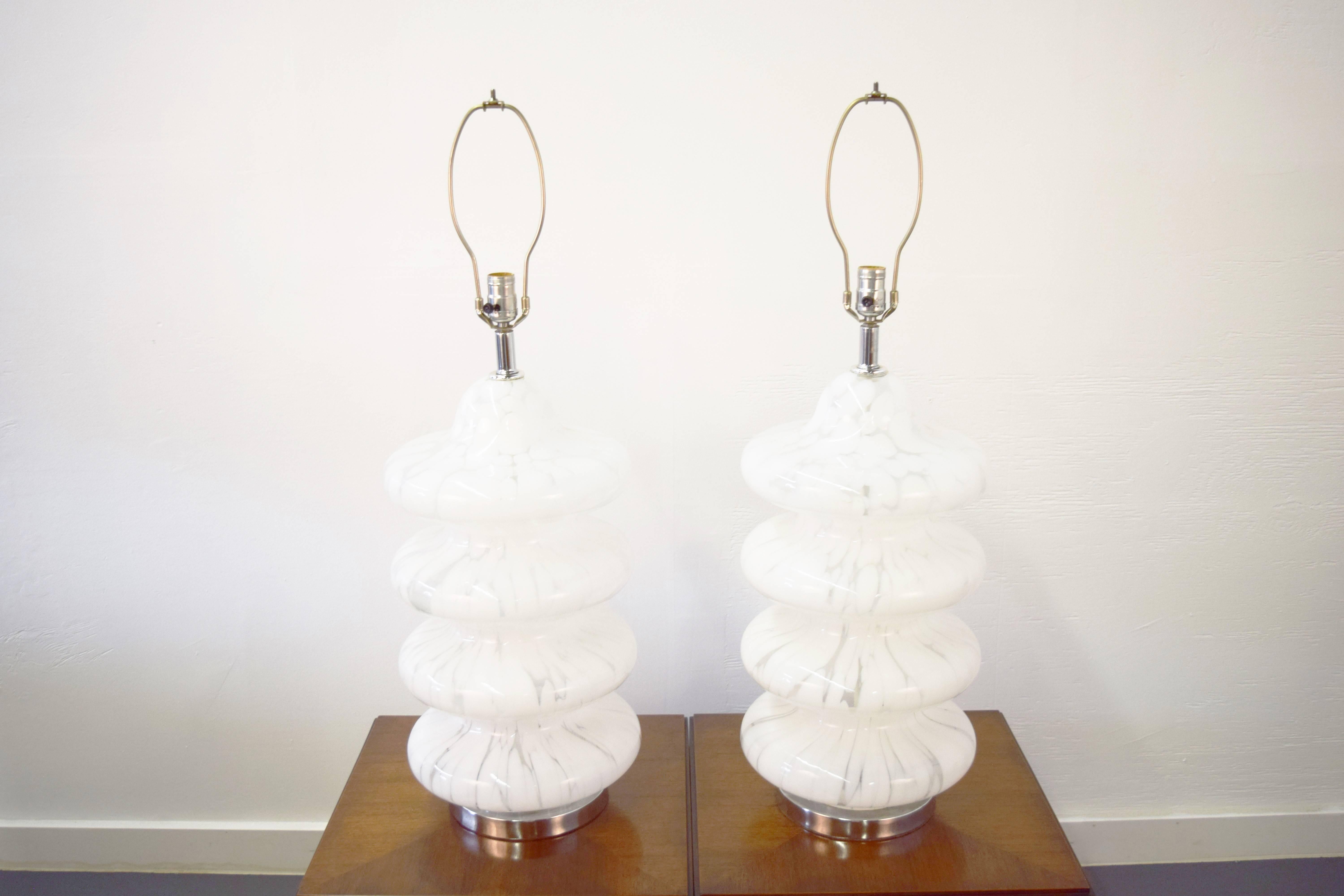 Italian Pair of Four-Tiered Murano Table Lamp