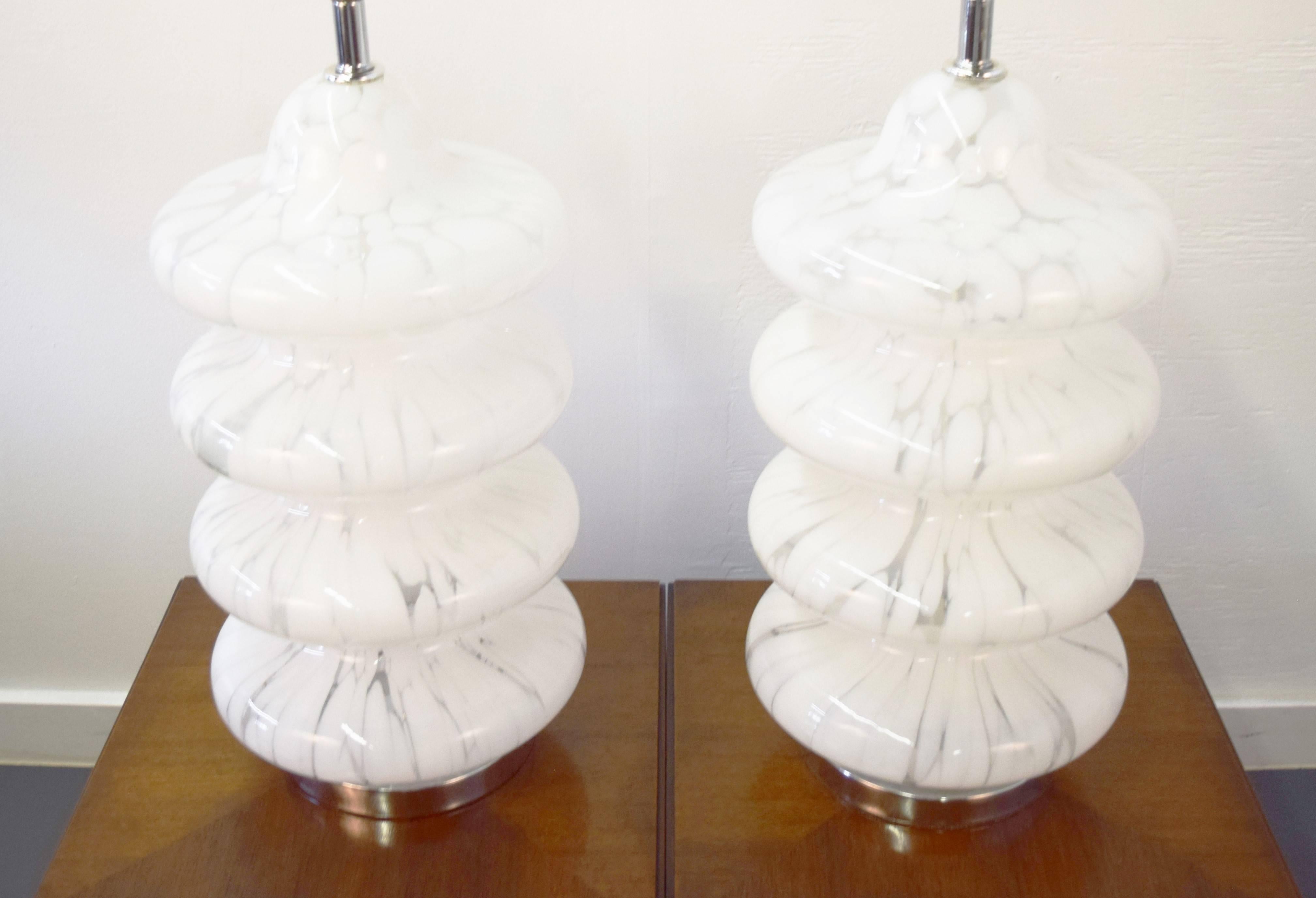Mid-Century Modern Pair of Four-Tiered Murano Table Lamp