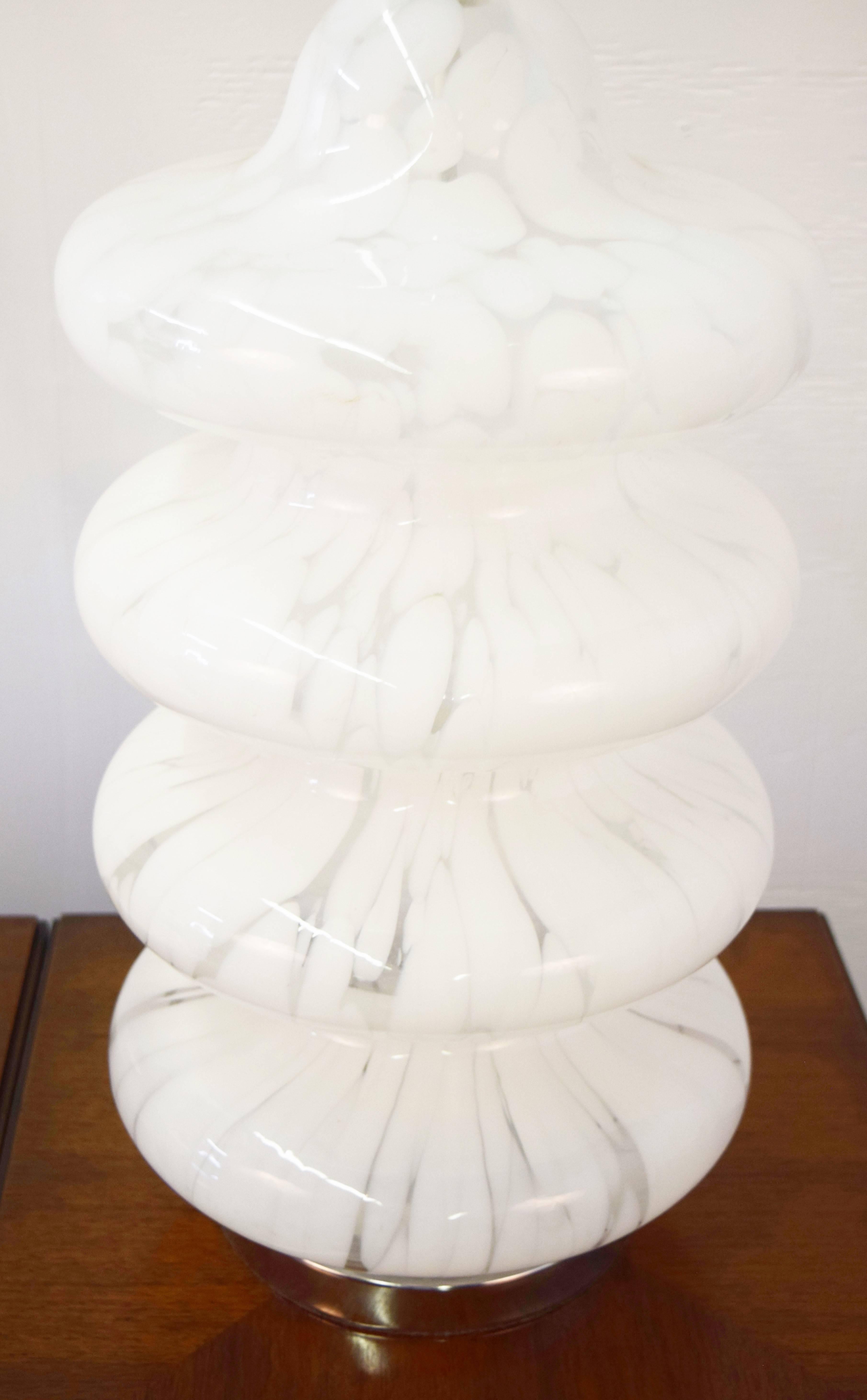 Pair of Four-Tiered Murano Table Lamp In Excellent Condition In Middlesex, NJ