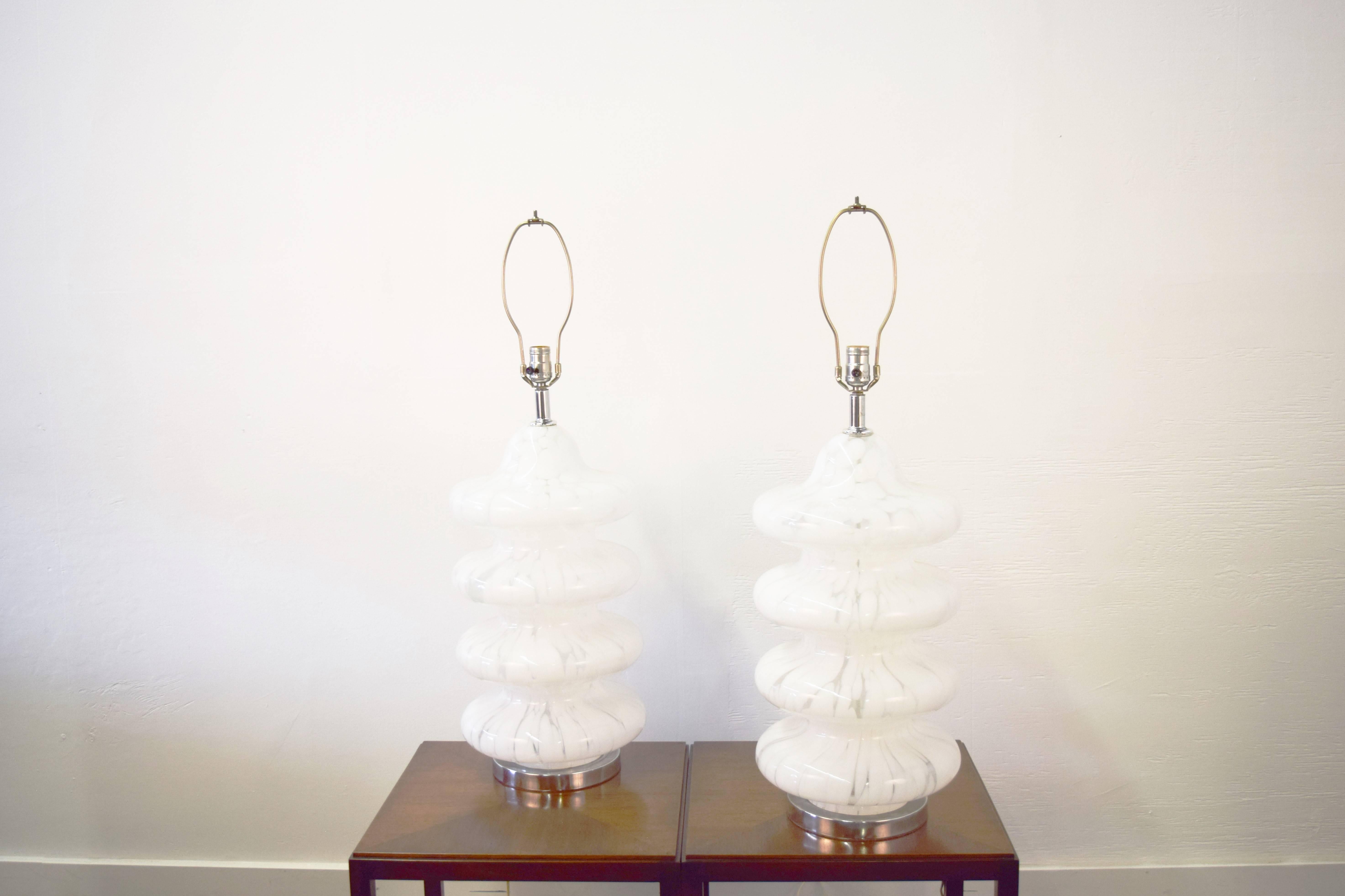 20th Century Pair of Four-Tiered Murano Table Lamp