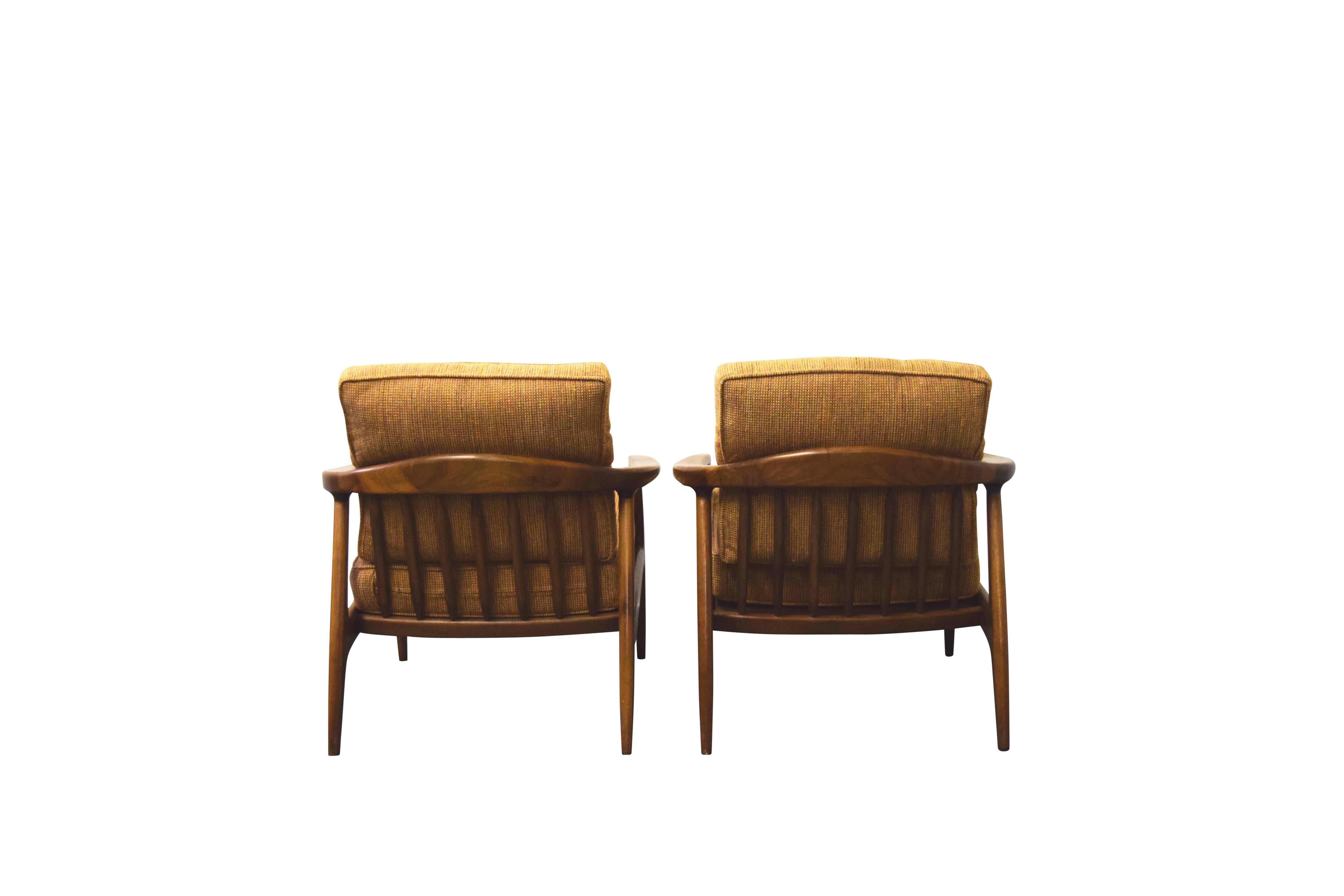 Milo Baughman for Thayer Coggin Walnut Lounge Chairs 2