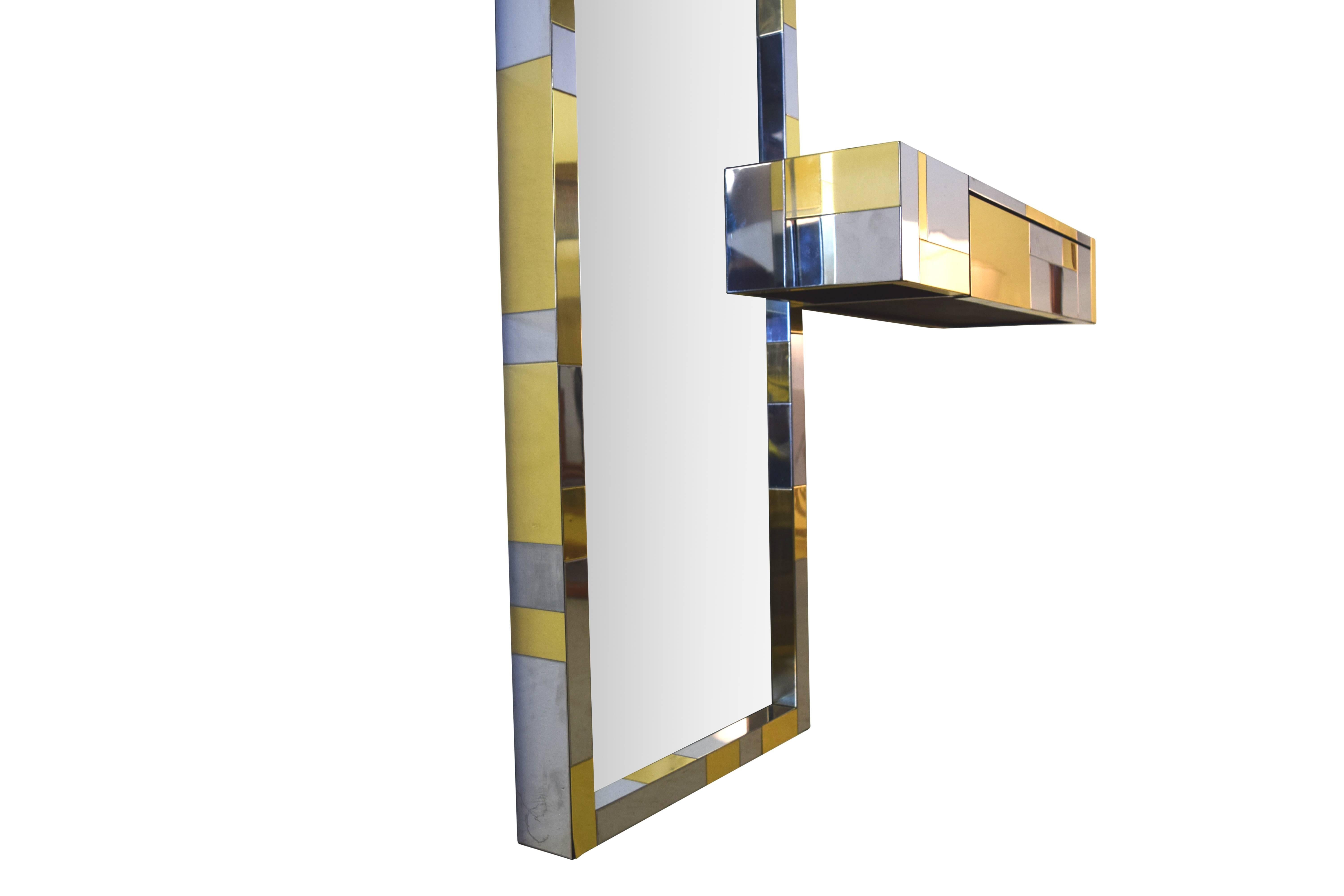 American Cityscape Mirror and Console by Paul Evans