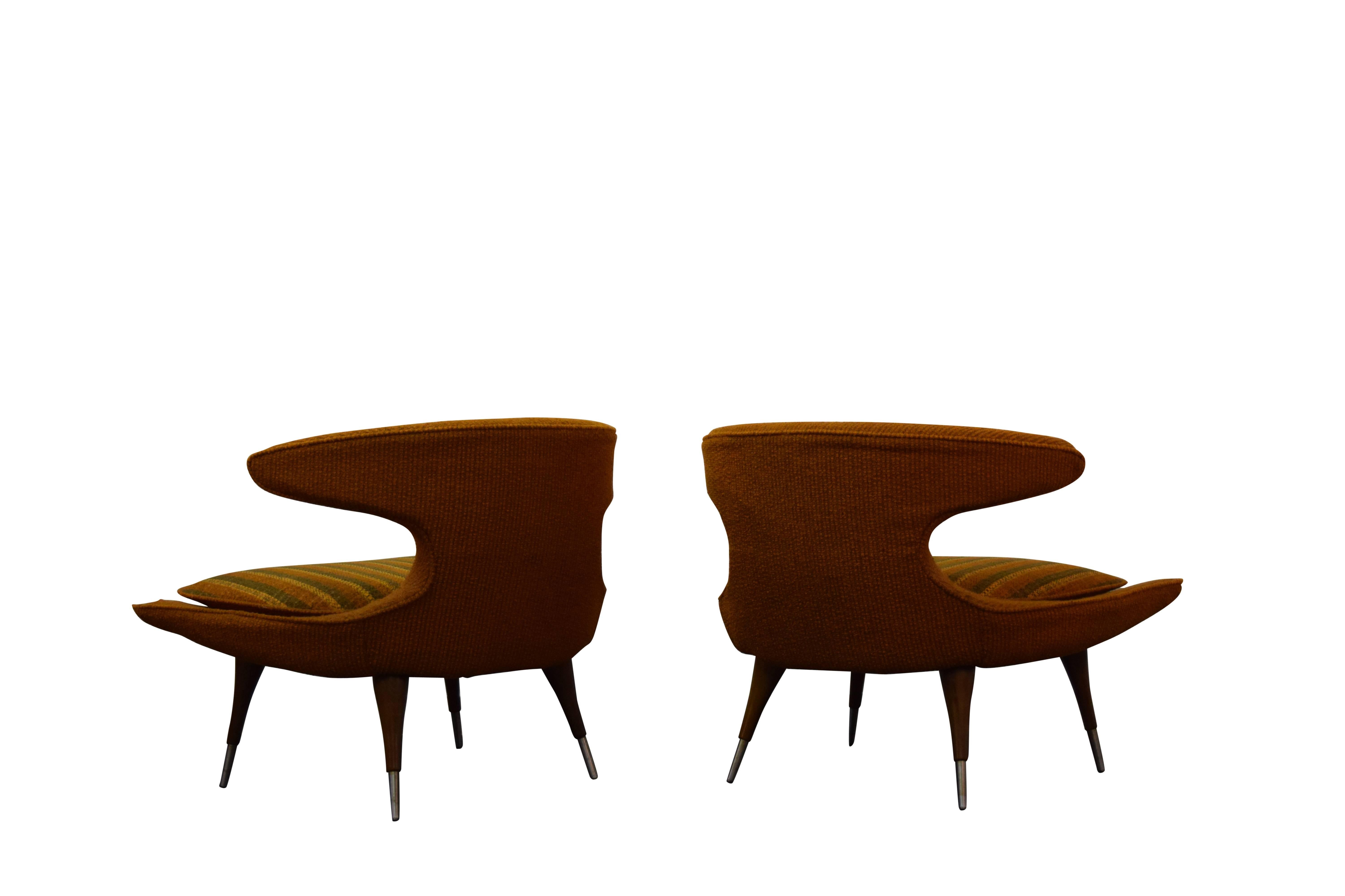 Mid-Century Modern Pair of Horn Chairs by Karpen of California