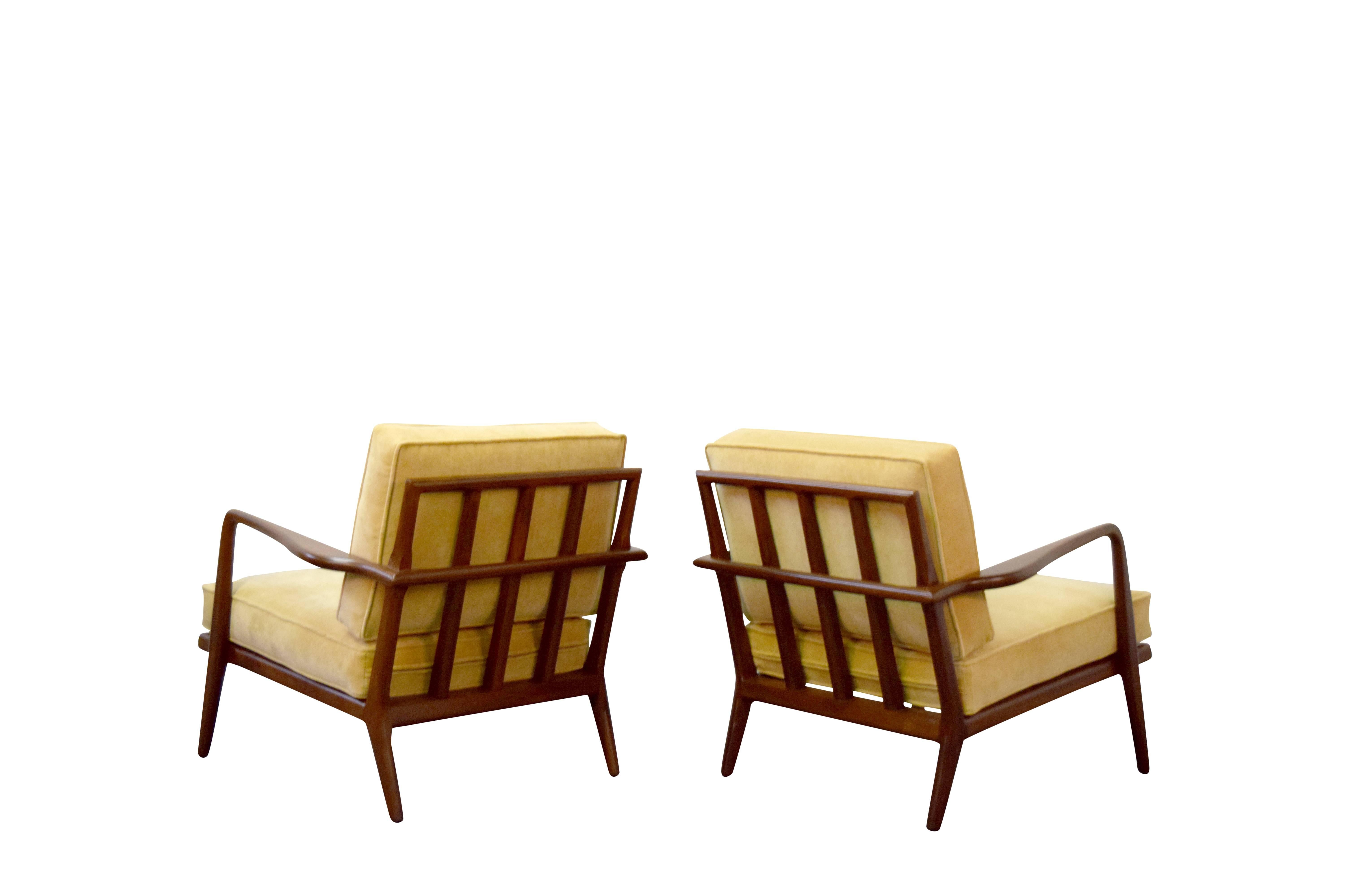 American Pair of Mel Smilow Walnut Lounge Chairs