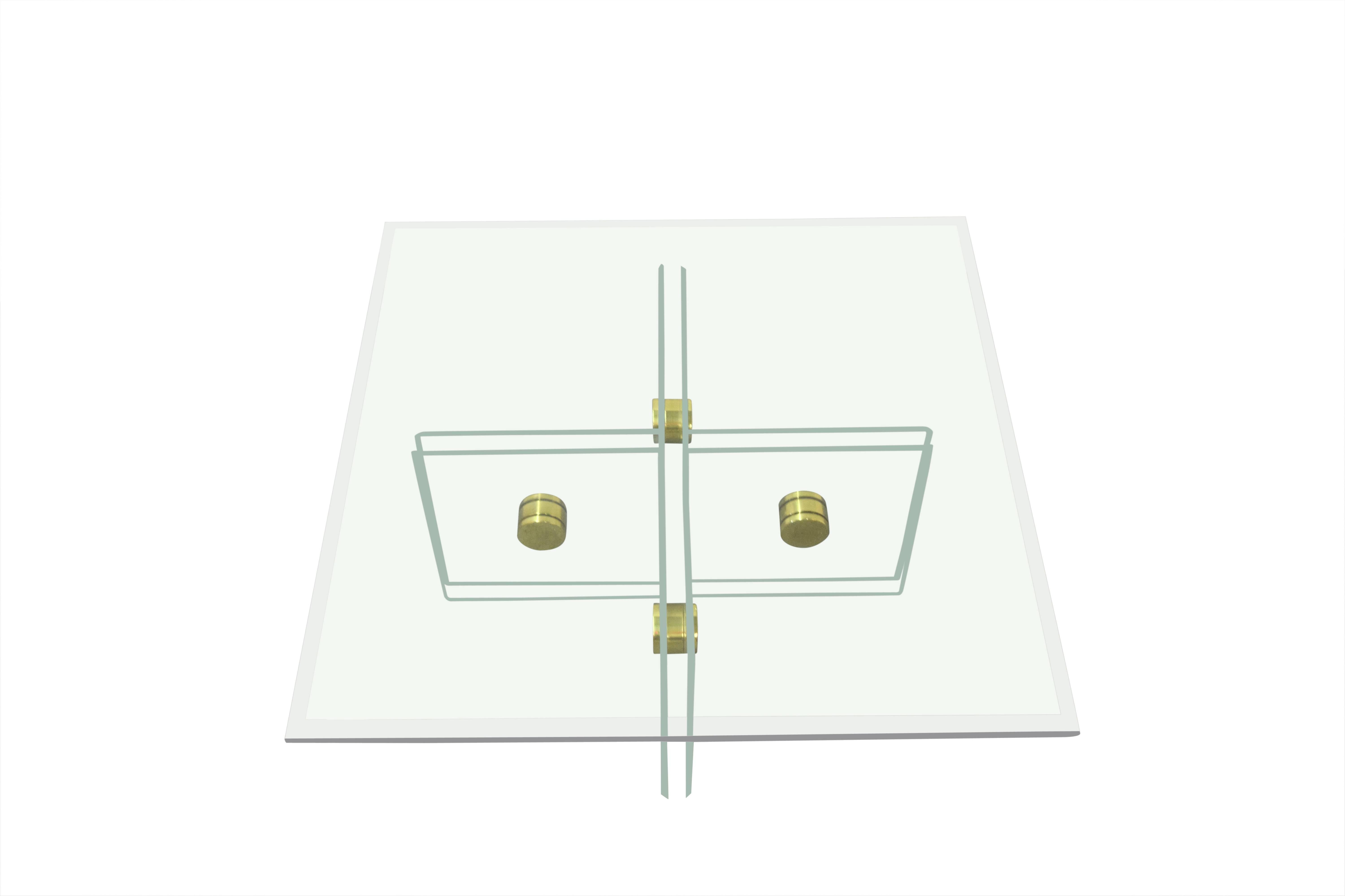 American Lucite and Brass Bolt Coffee Table For Sale