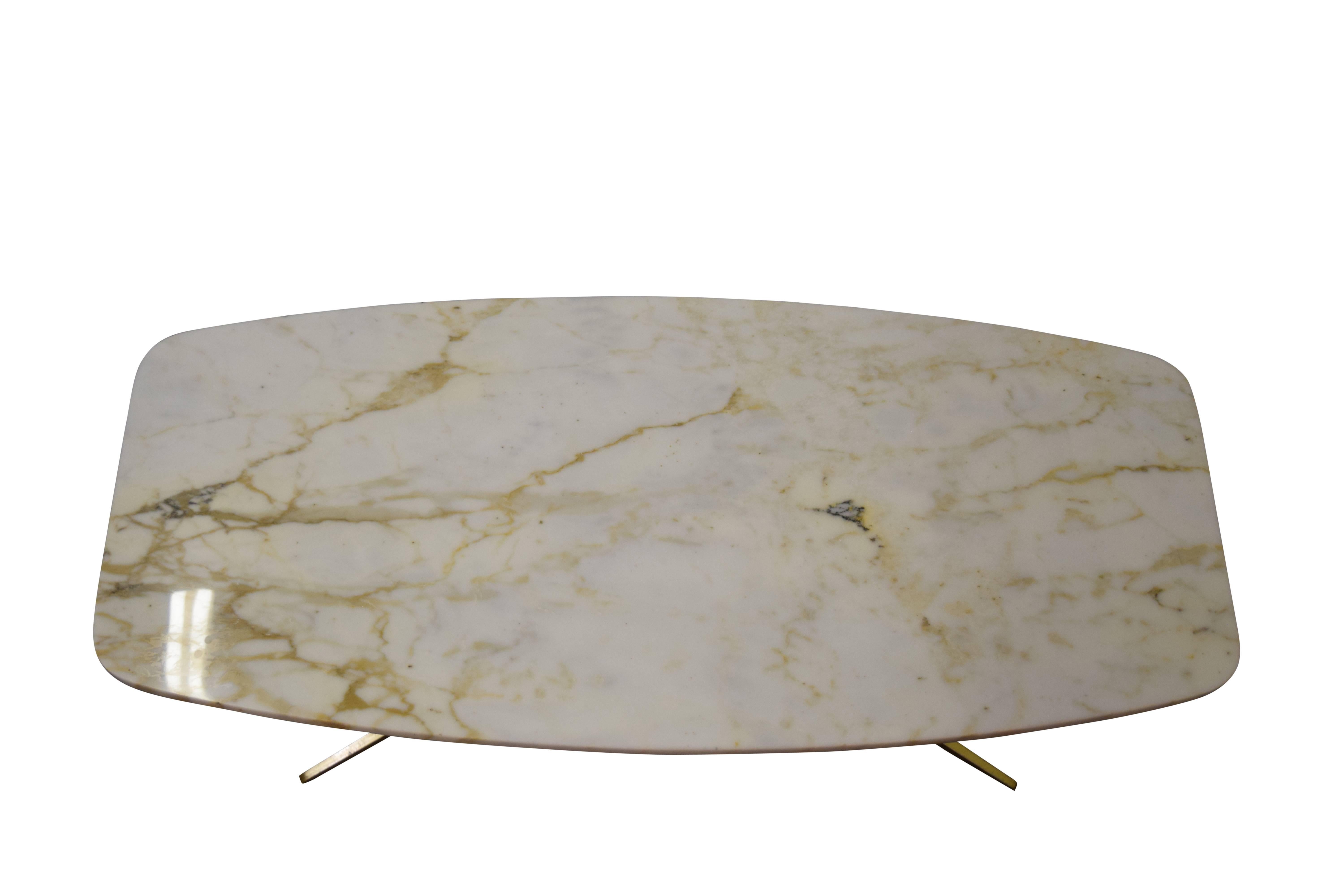 Mid-Century Modern Italian Marble-Top Starburst Coffee Table