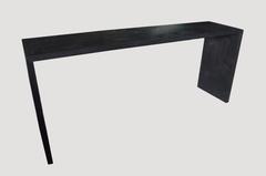 Andrianna Shamaris Waterfall Triple Burnt Teak Wood Console