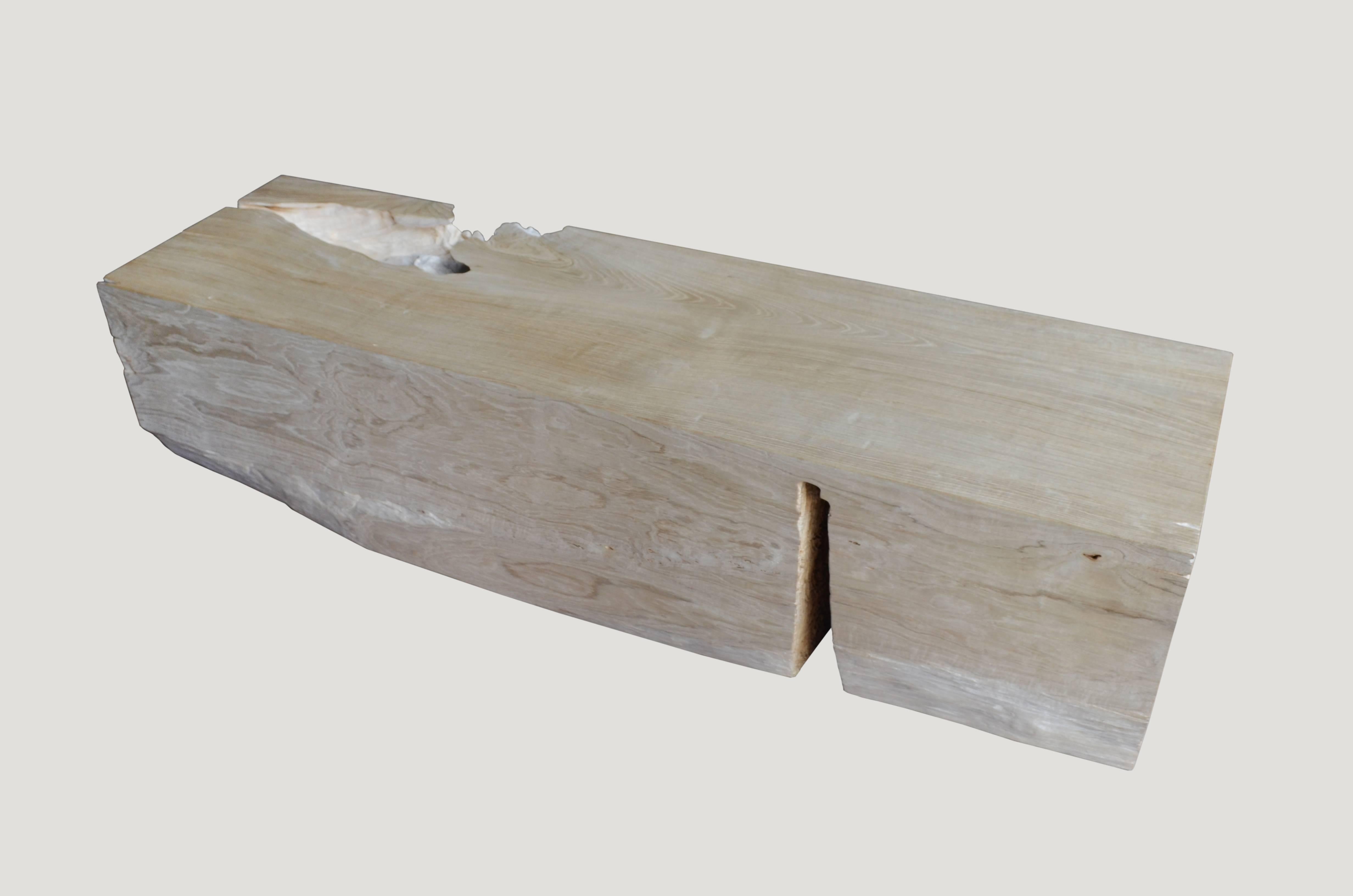 Organic Modern Andrianna Shamaris St. Barts Teak Wood Bench For Sale