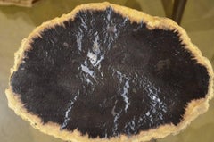 Andrianna Shamaris Palm Petrified Wood Side Table