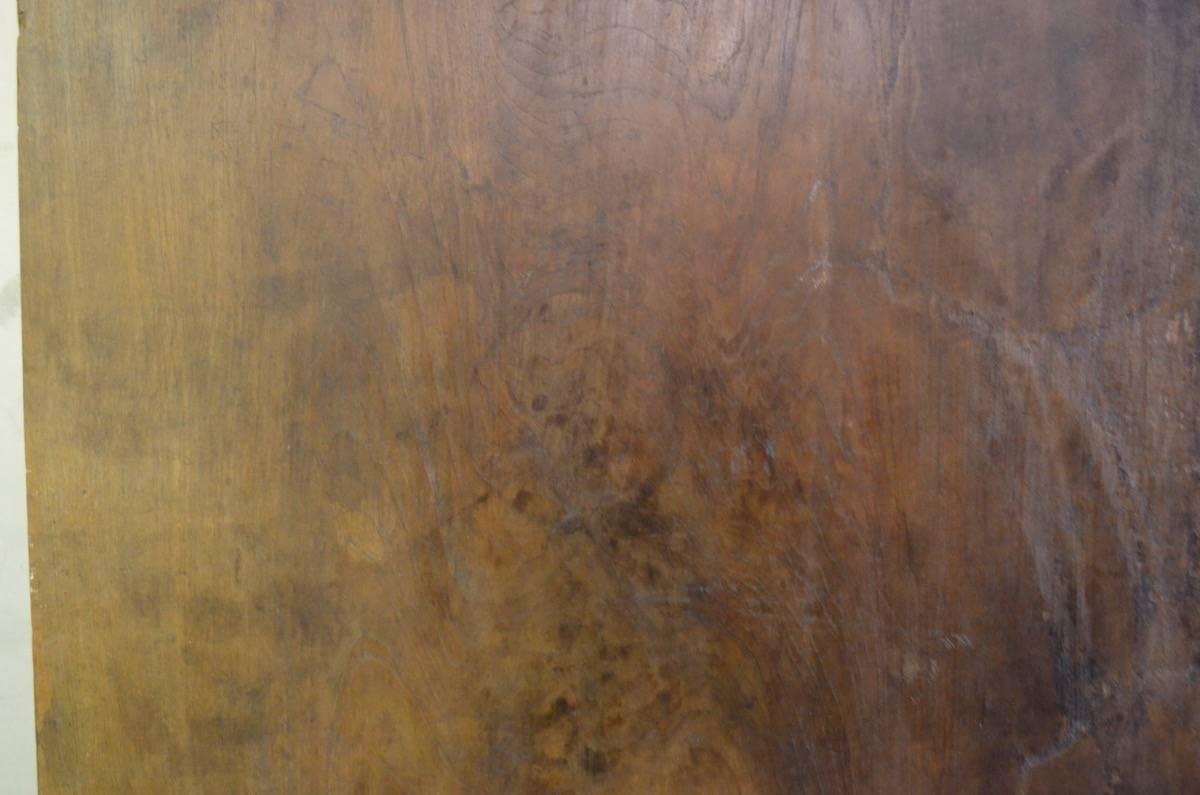 Beautiful patina on this impressive single slab teak tabletop which can work well for a dining table or a coffee table as well as a head board.

This antique panel was sourced in the spirit of wabi-sabi, a Japanese philosophy that beauty can be