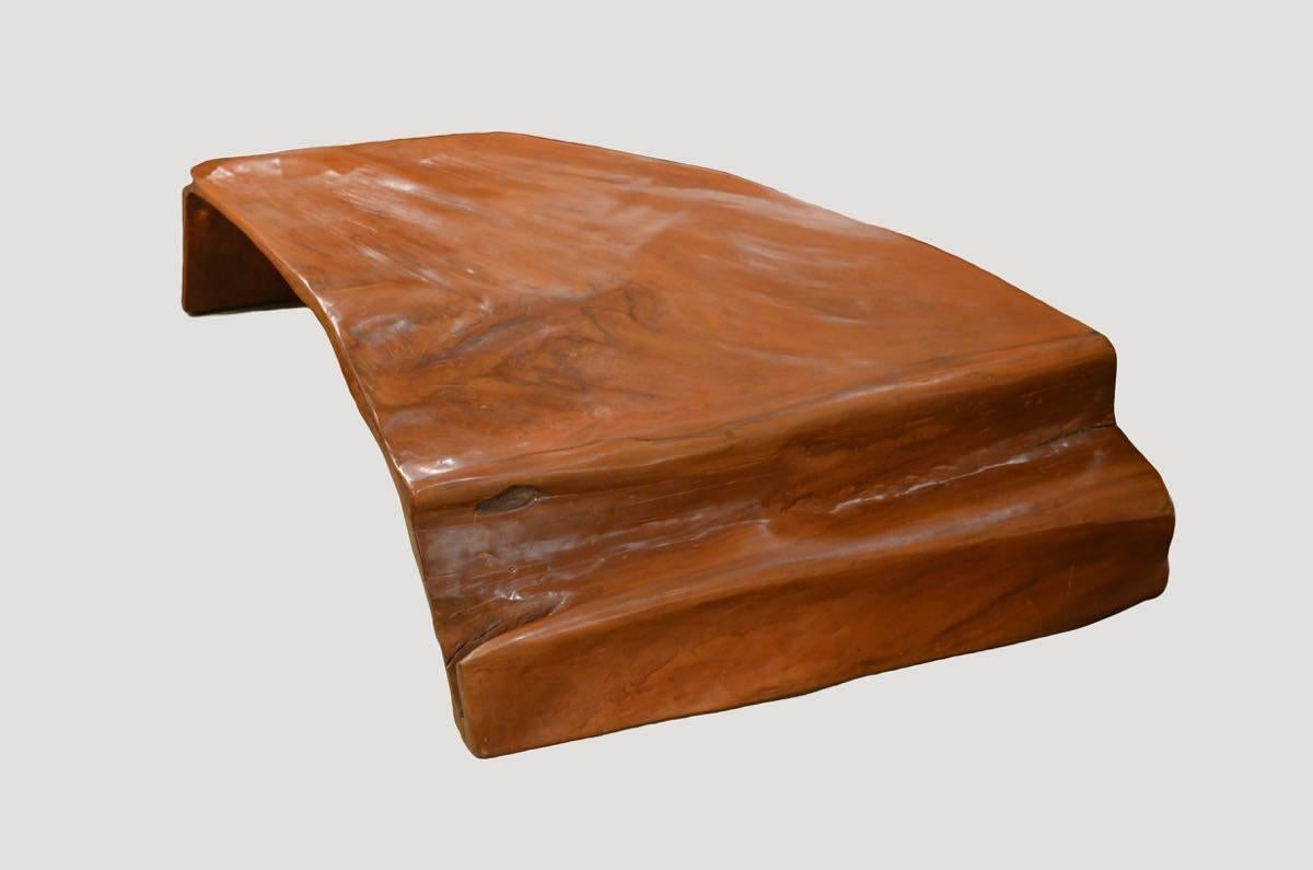 Stunning single banyan tree coffee table. Carved from one single piece.

Measures: 50? x 39 – 22? wide x 14?high.