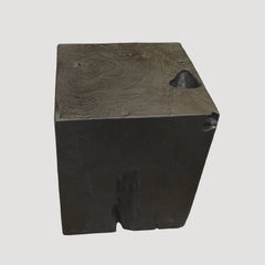 Andrianna Shamaris Triple Burnt Teak Wood Side Table