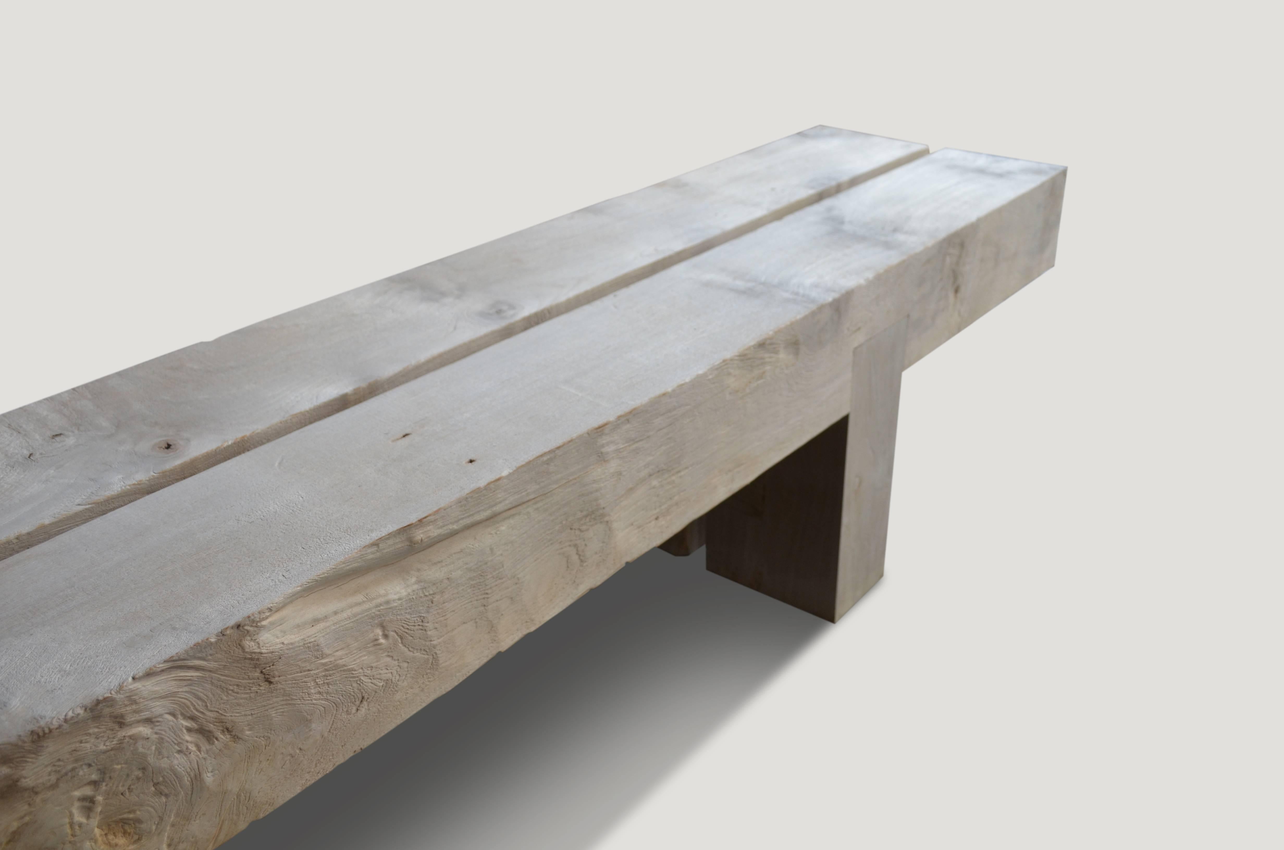 Organic Modern Andrianna Shamaris St. Barts Teak Wood Log Bench For Sale