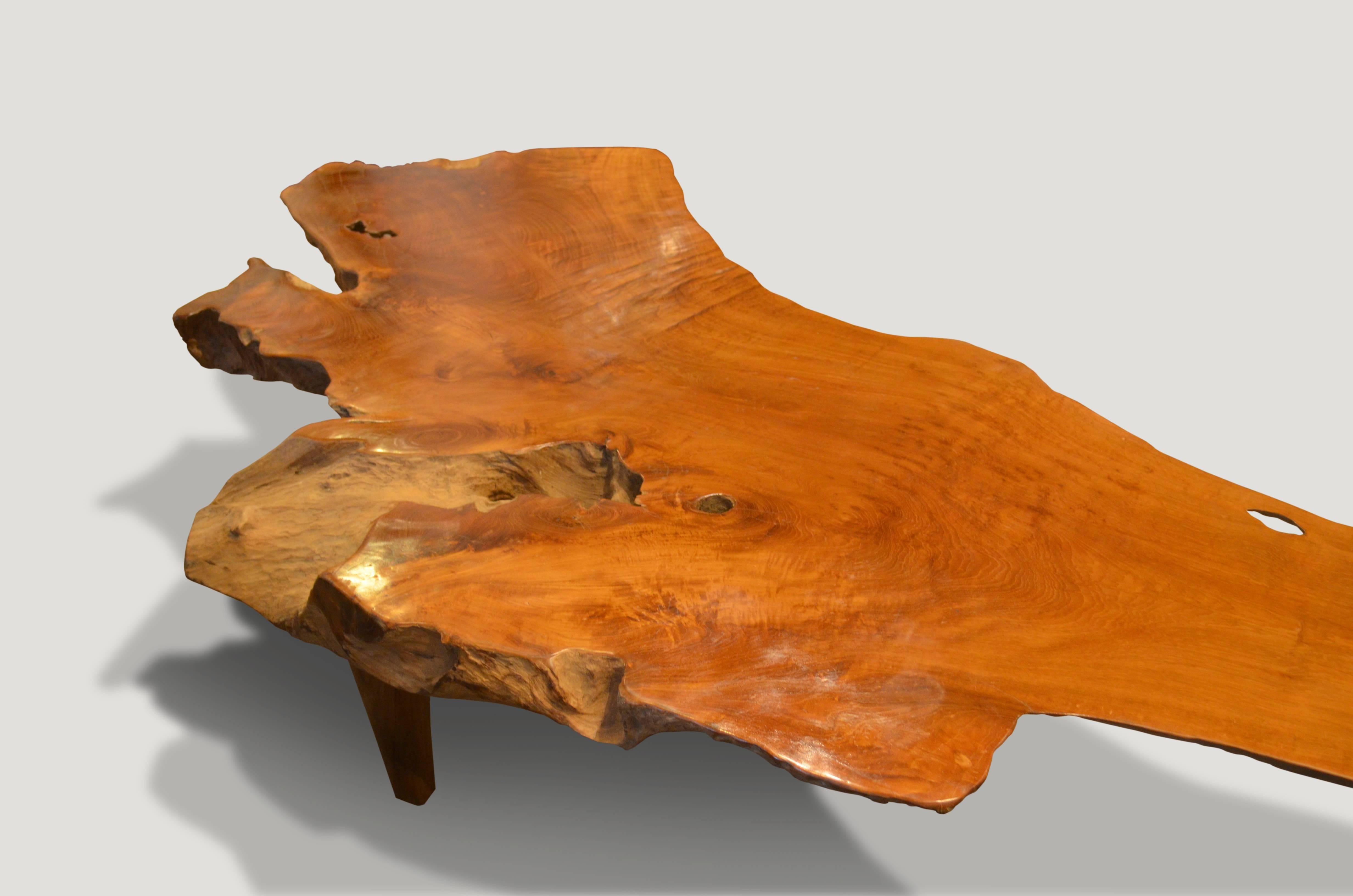 Reclaimed Wood Andrianna Shamaris Single Slab Teak Wood Coffee Table or Bench