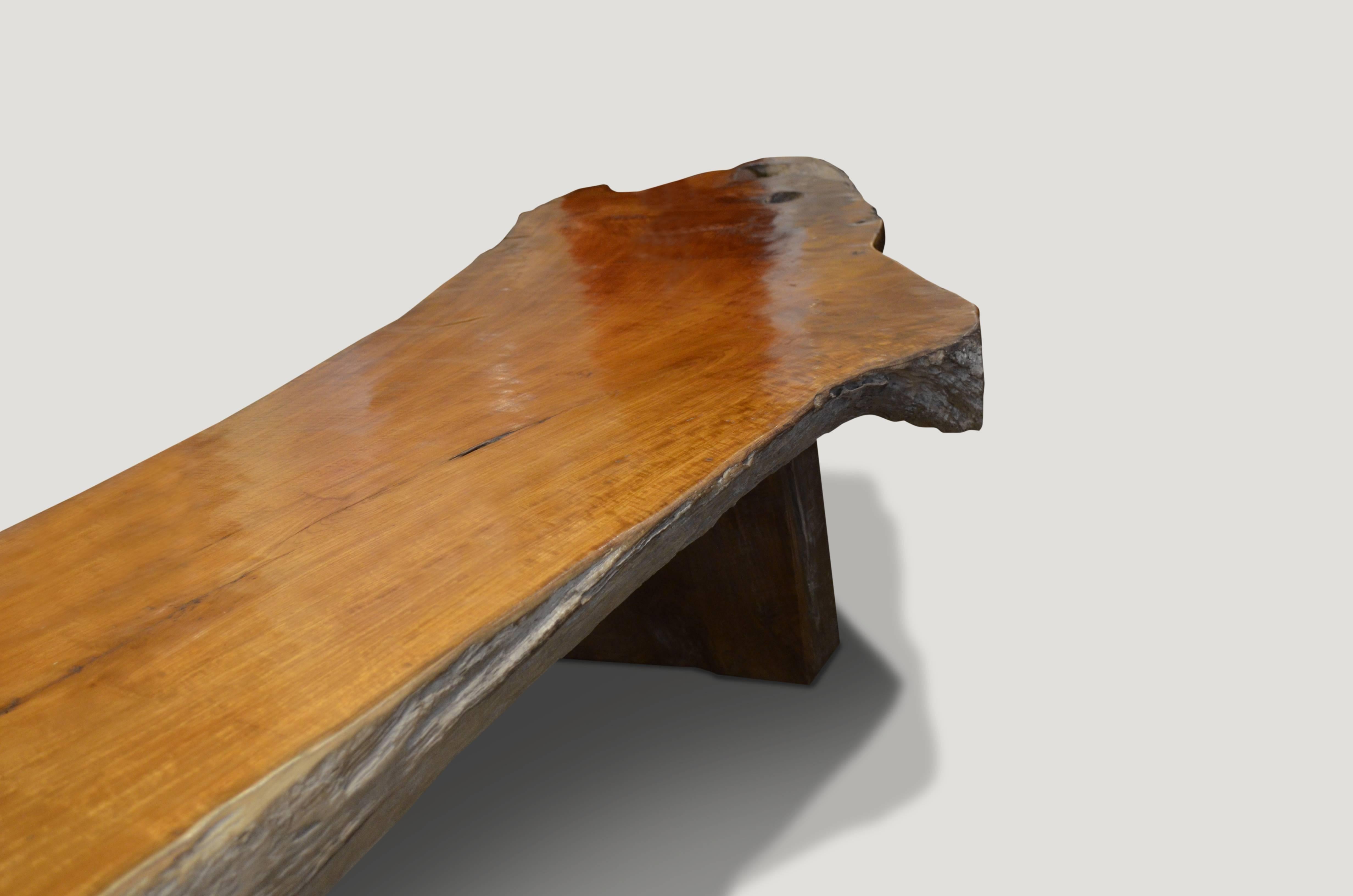 Andrianna Shamaris Single Slab Teak Wood Coffee Table or Bench In Excellent Condition In New York, NY