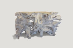 Andrianna Shamaris Bleached Teak Wood Console or Coffee Table