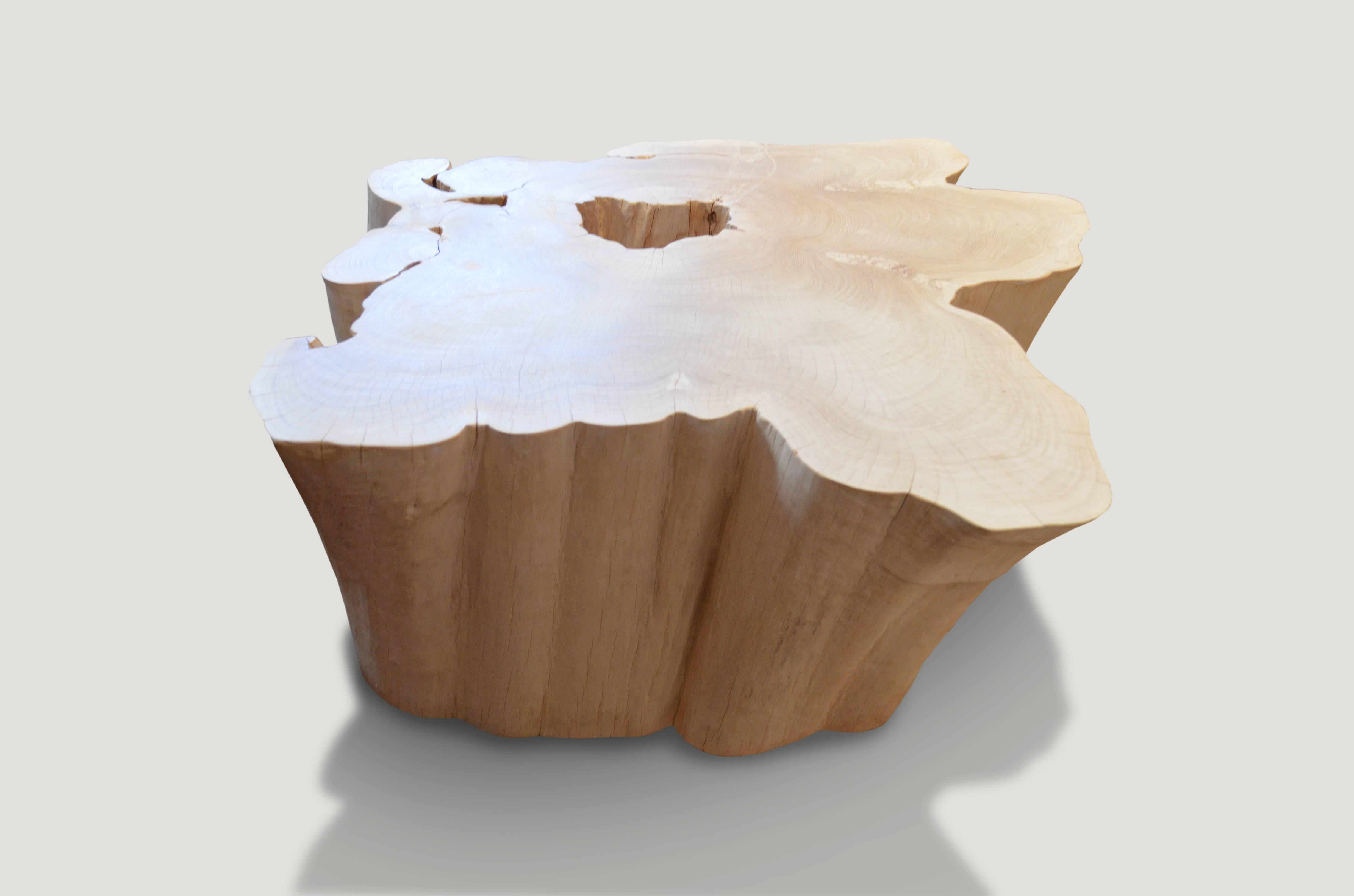 Andrianna Shamaris Amorphous Bleached Teak Wood Coffee or Side Table In Excellent Condition In New York, NY