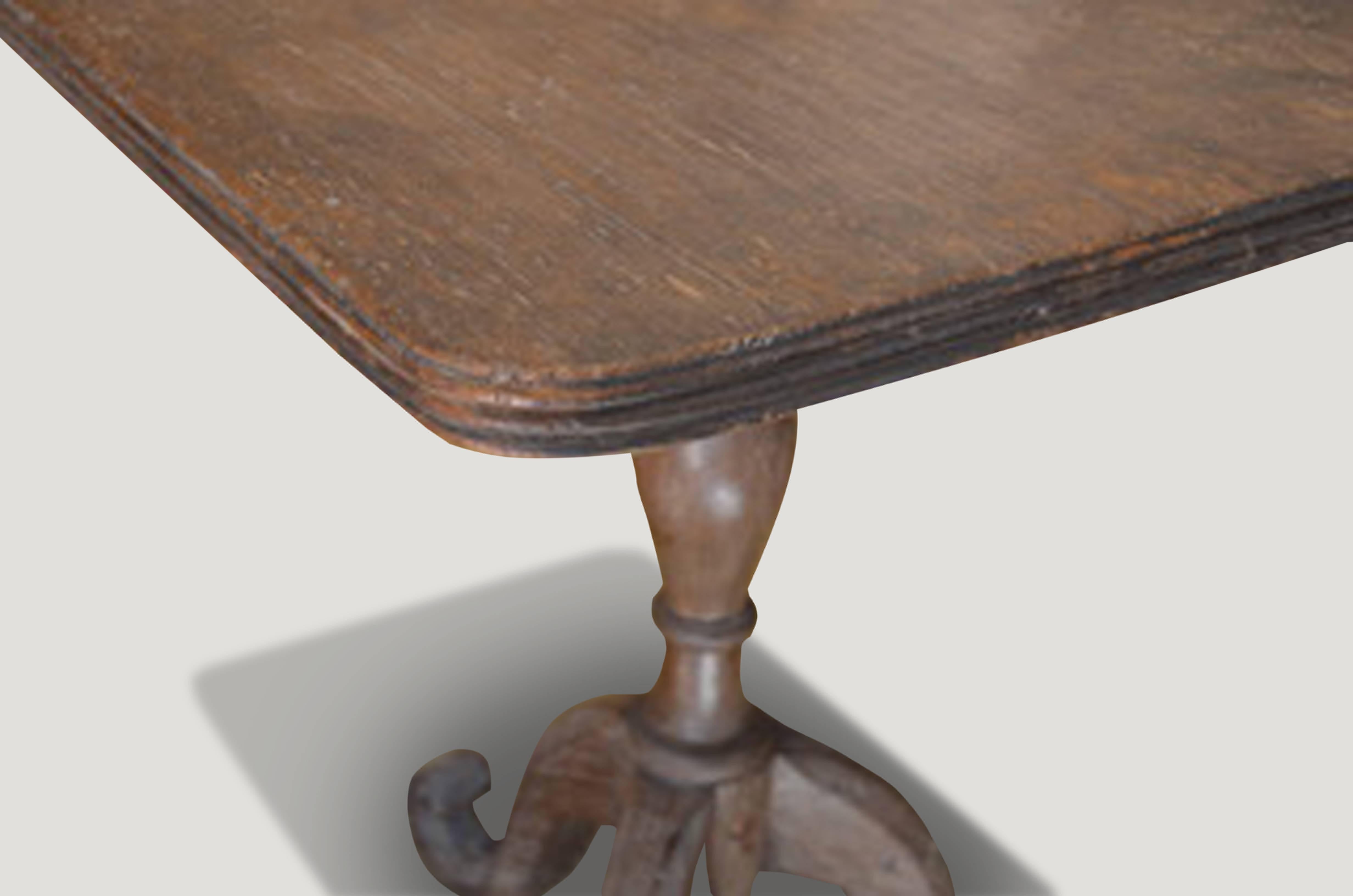 Andrianna Shamaris Hand-Carved Antique Teak Wood Side Table In Excellent Condition For Sale In New York, NY