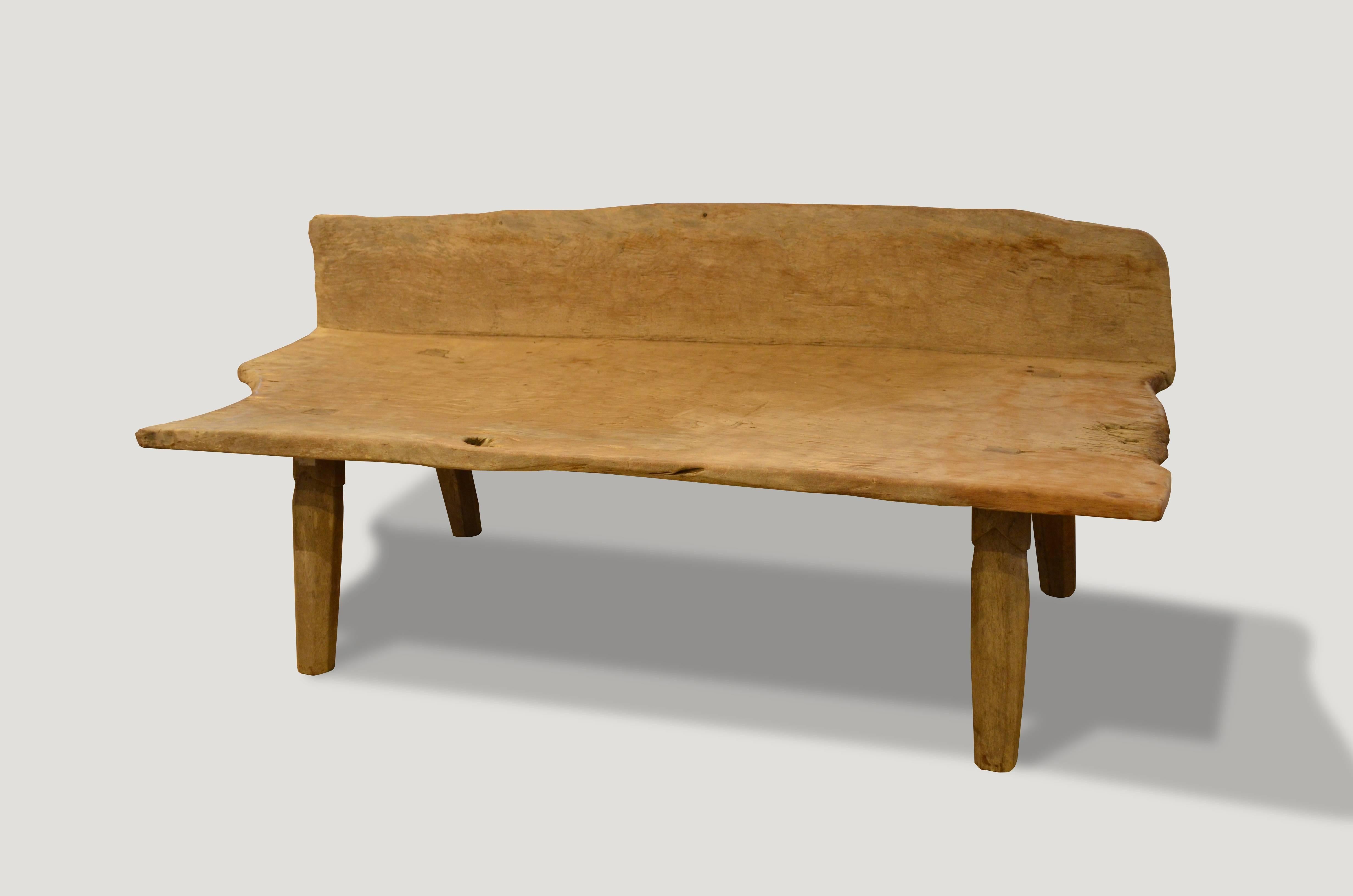 Primitive Andrianna Shamaris Museum Quality Wabi-Sabi Teak Wood Bench For Sale