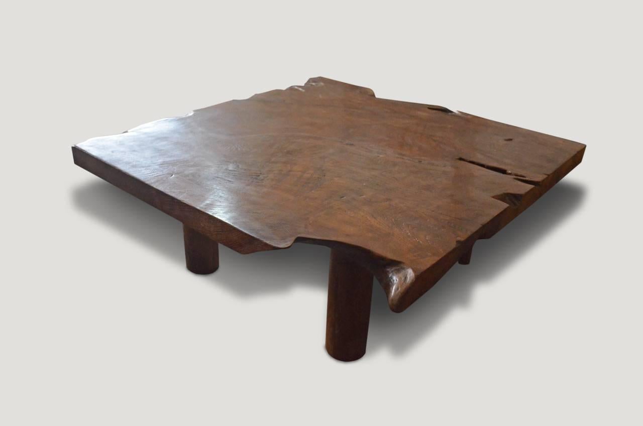 Andrianna Shamaris Single Slab Teak Wood Coffee Table In Excellent Condition In New York, NY