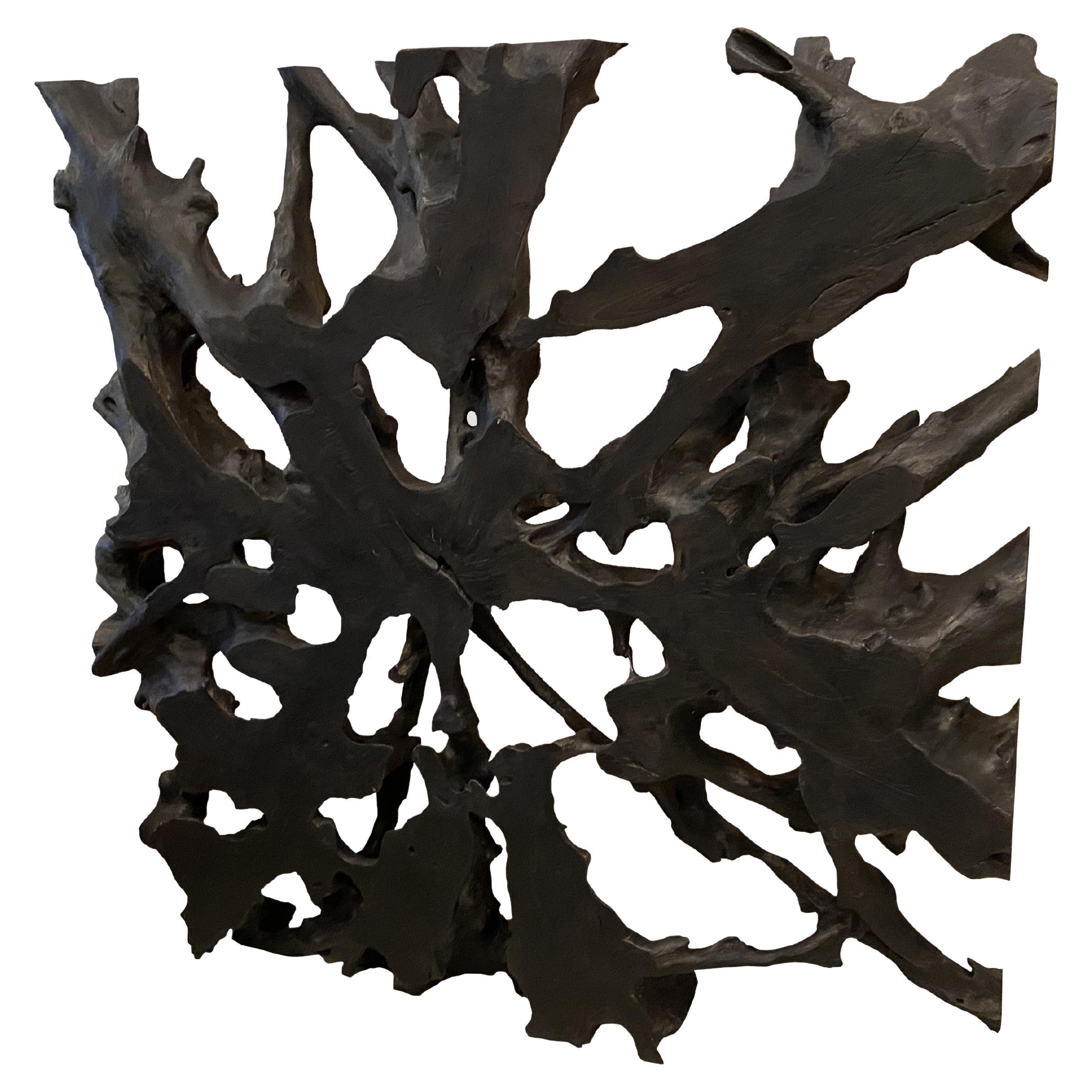 Andrianna Shamaris Charred Teak Root Art or Coffee Table For Sale
