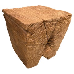 Used Andrianna Shamaris Wabi Sabi Teak Wood Side Table