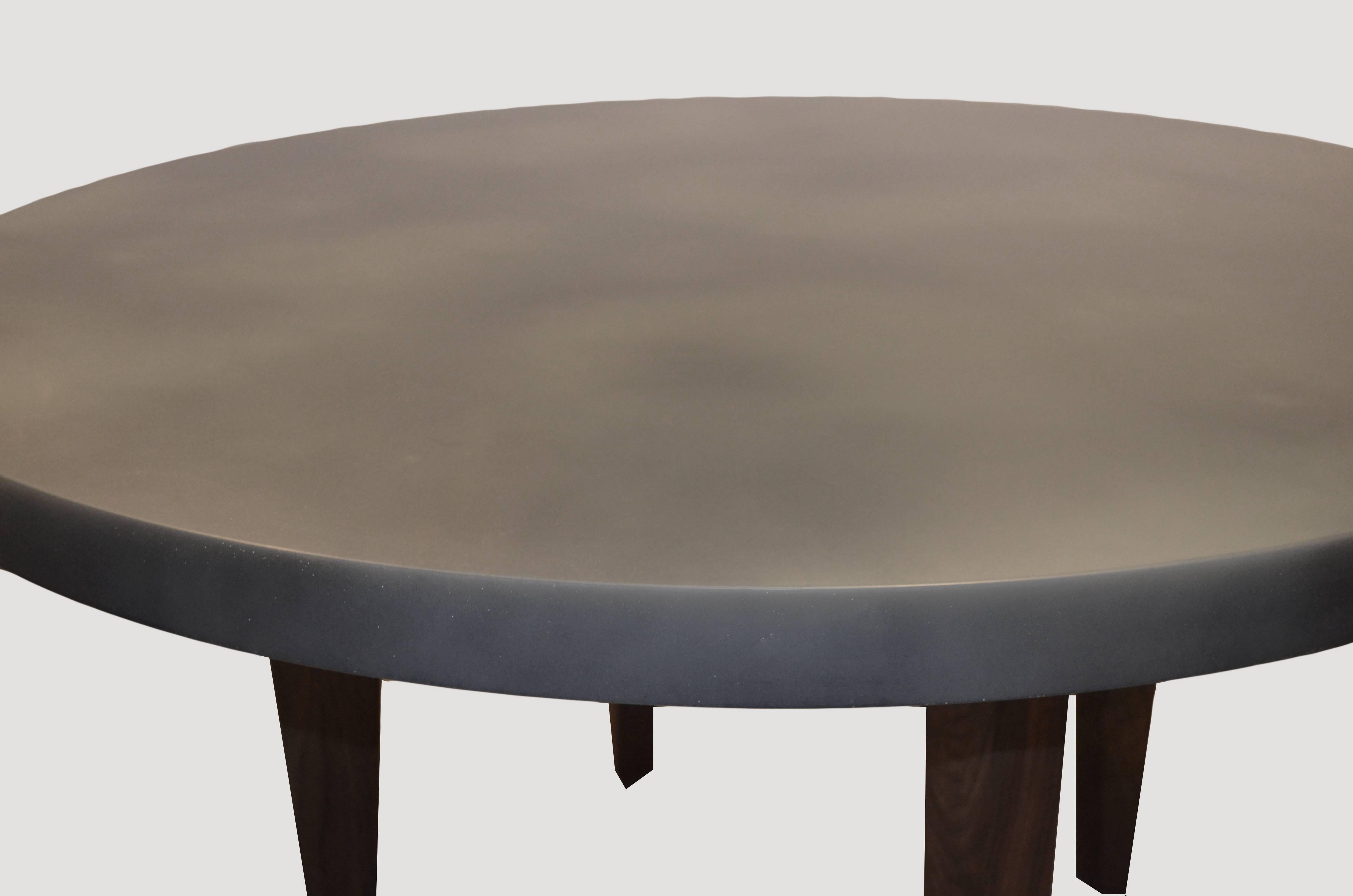 Andrianna Shamaris Black Walnut Wood Table and Resin Coated Top In Excellent Condition For Sale In New York, NY