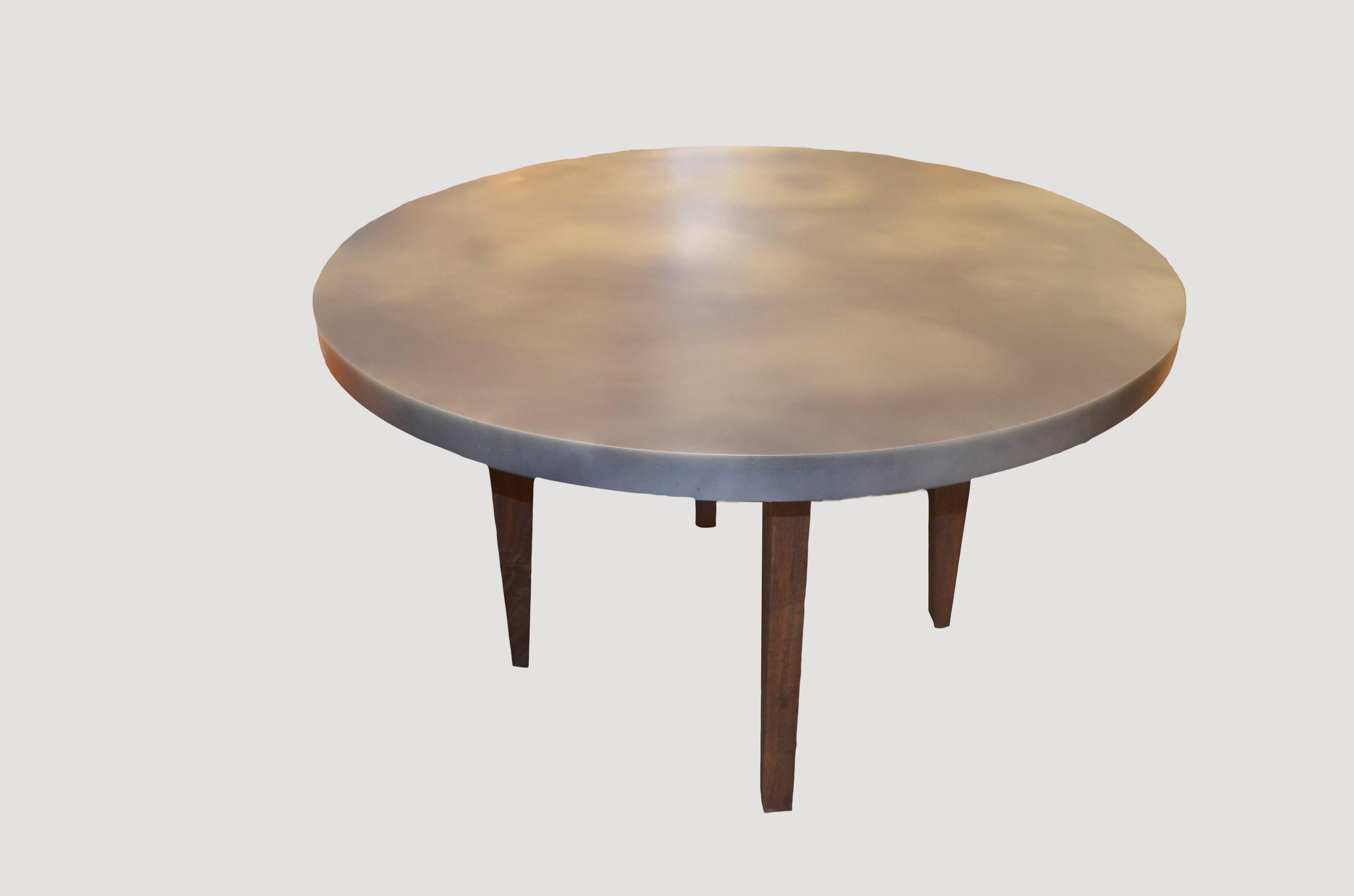 Modern Andrianna Shamaris Black Walnut Wood Table and Resin Coated Top For Sale