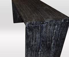 Andrianna Shamaris Triple Burnt Teak Wood Black and White Console