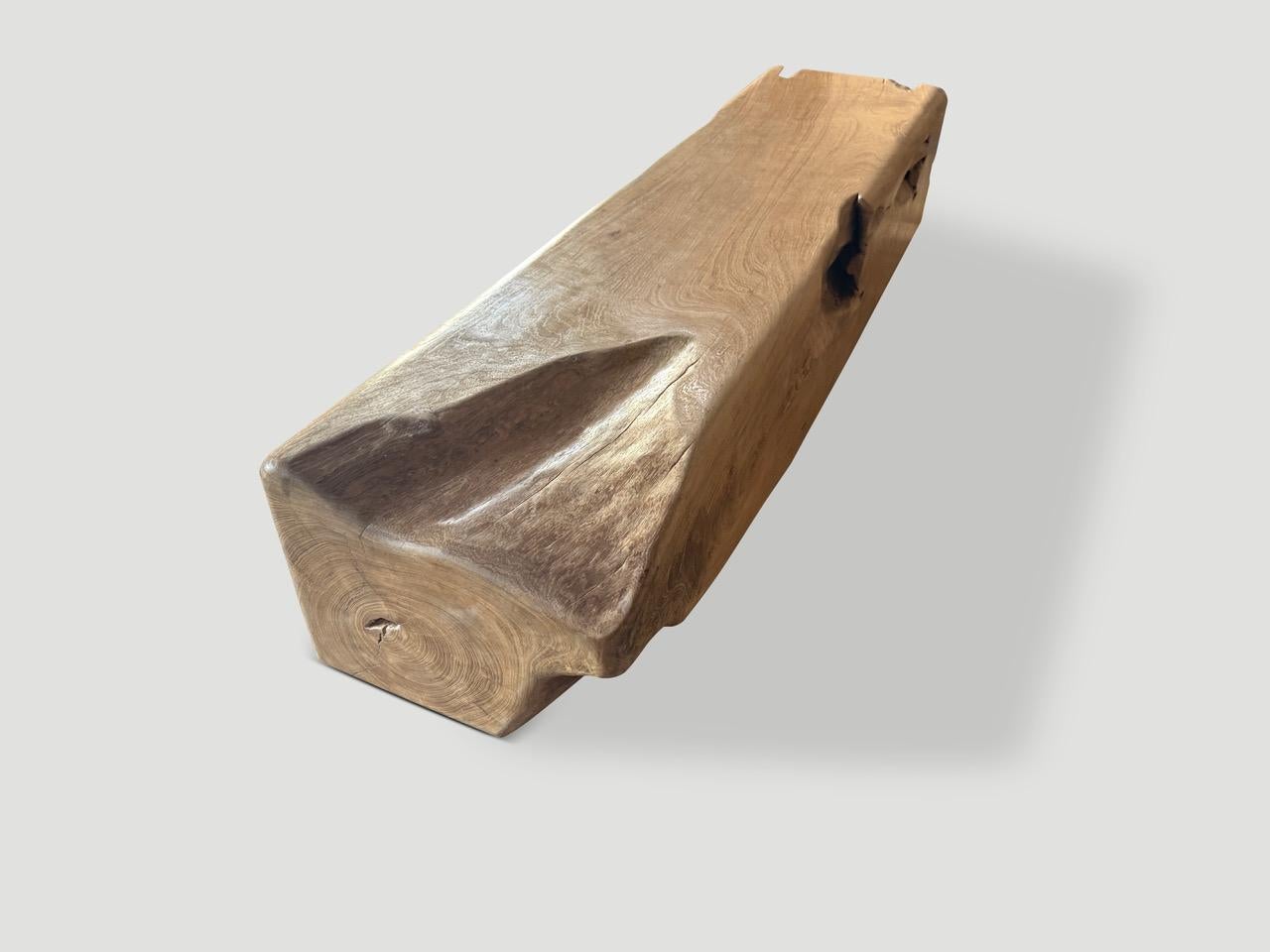 Organic Modern Andrianna Shamaris Ancient Teak Wood Bench For Sale