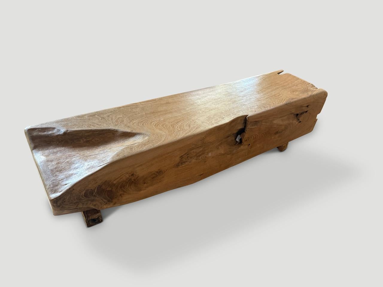 Contemporary Andrianna Shamaris Ancient Teak Wood Bench For Sale